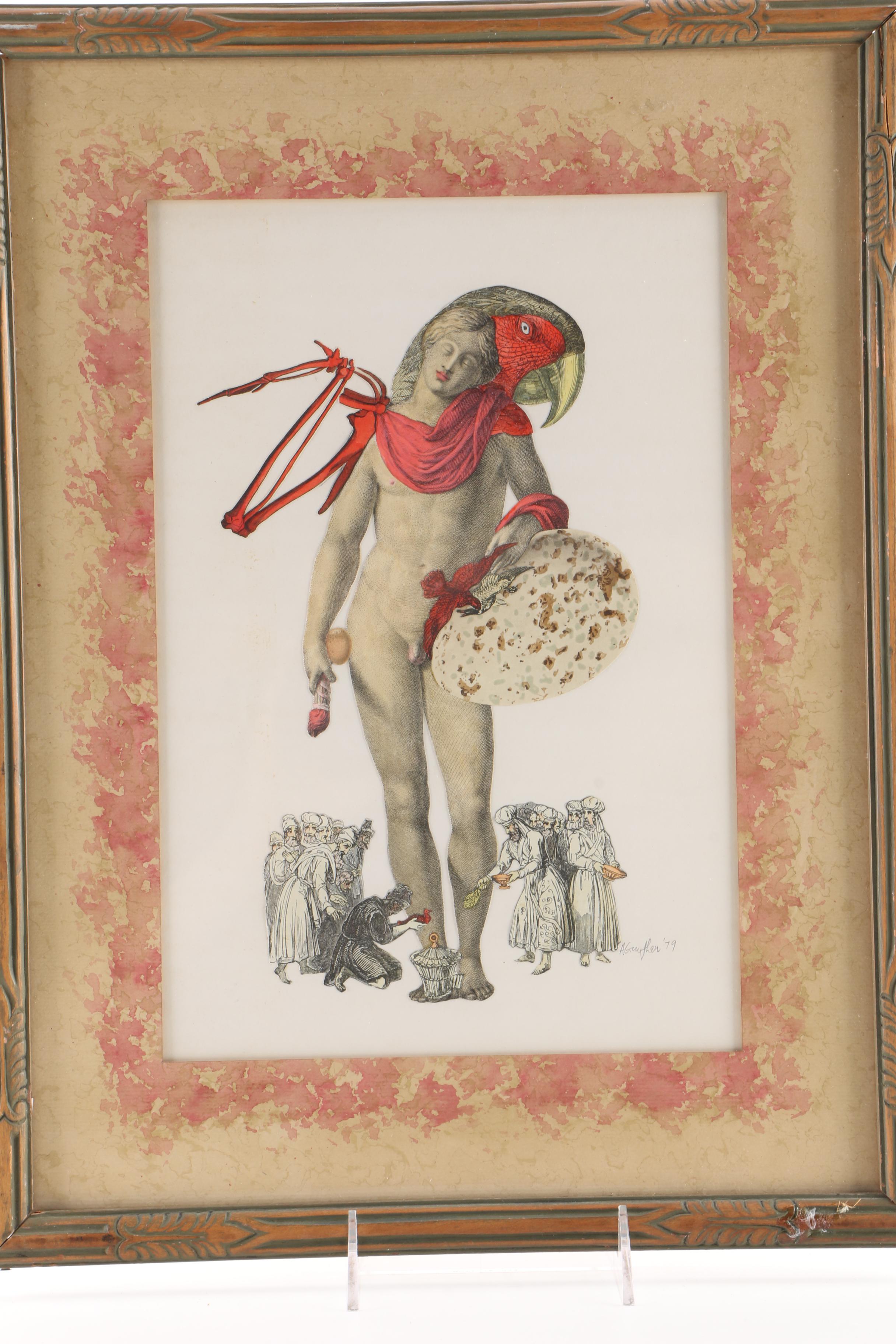 Anthony Guyther Symbolist Collage "Bird God Offering"