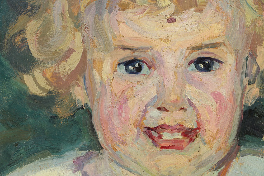 Emily B. Waite Oil Painting on Board Portrait of a Baby
