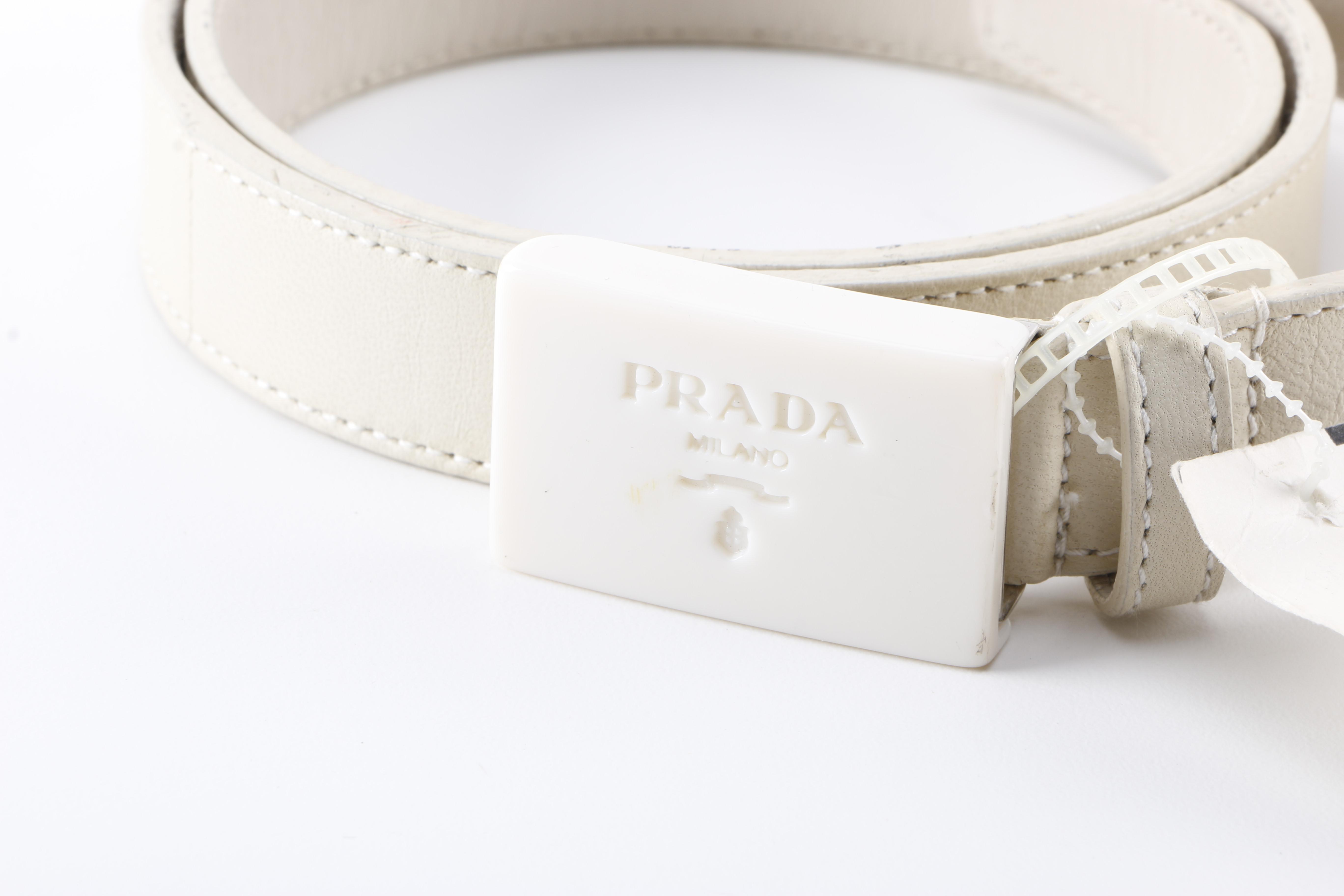 Prada Cream Nappa Leather Belt