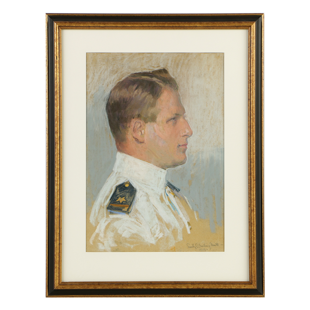 Emily B. Waite Pastel Drawing on Paper of Man in Uniform