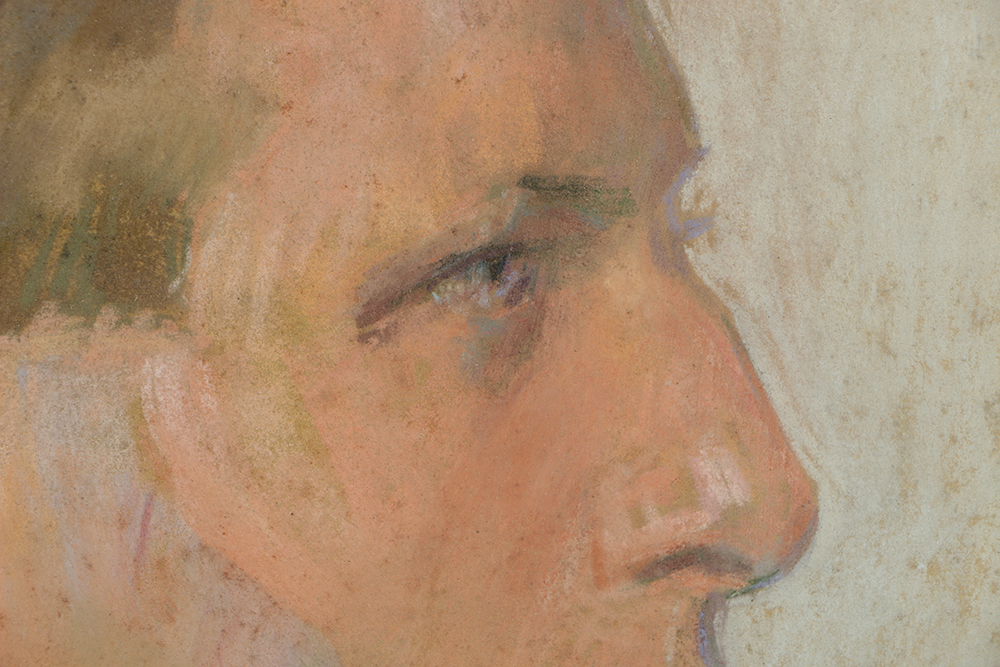 Emily B. Waite Pastel Drawing on Paper of Man in Uniform
