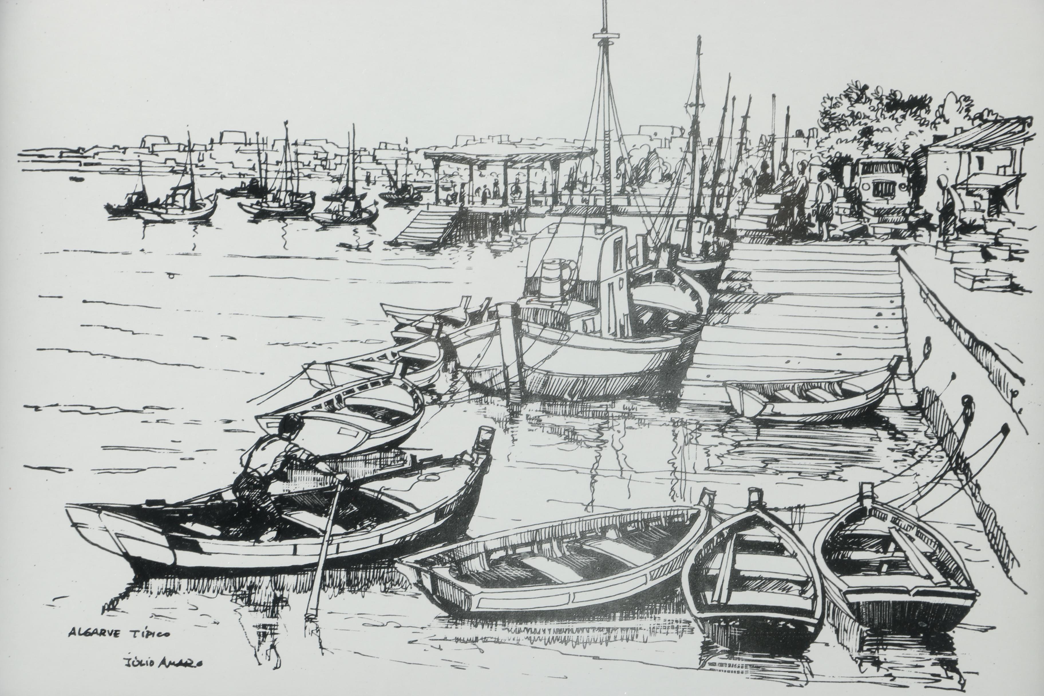 After Julio Amaro Lithograph "Algarve Tipico"