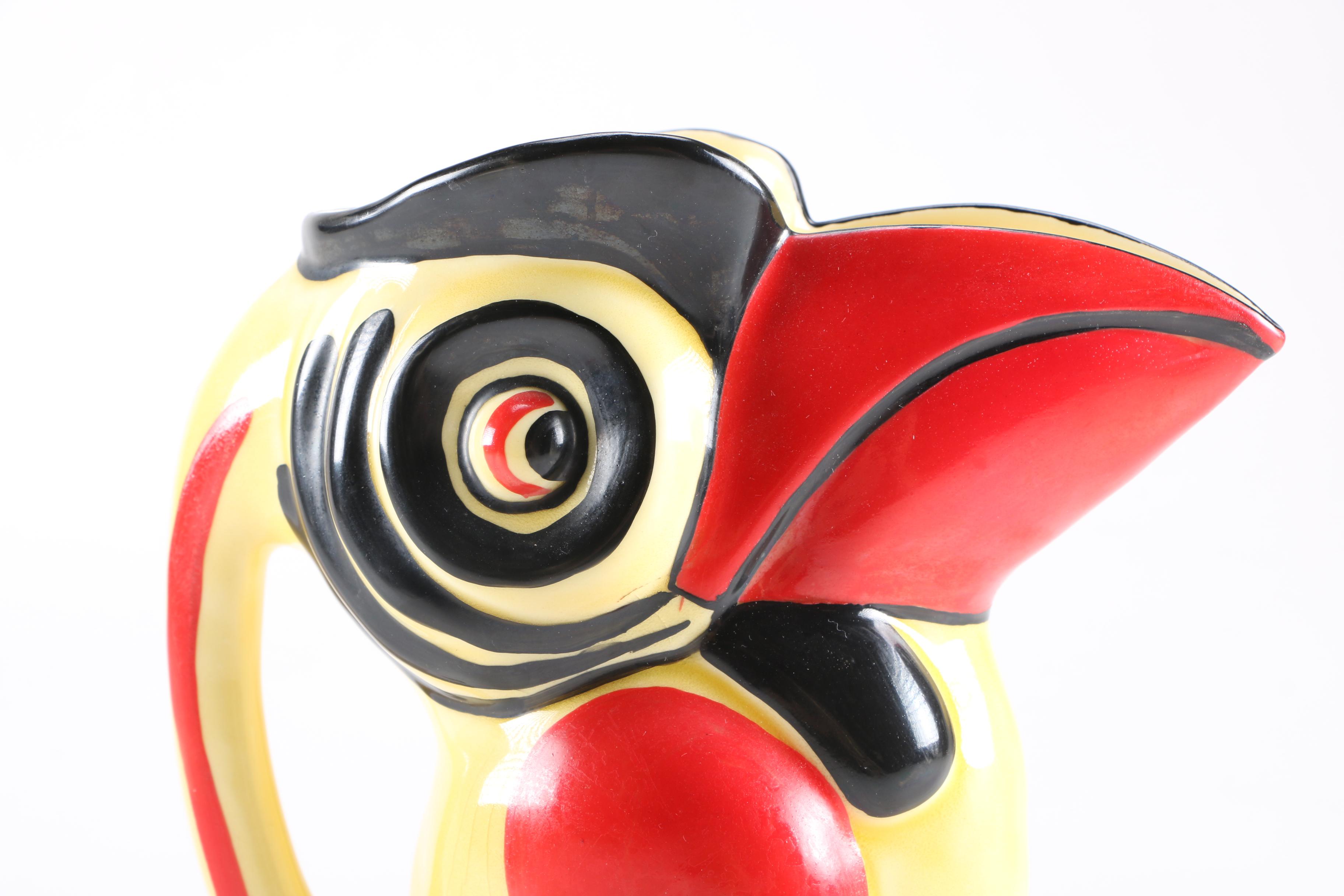 1930s Ditmar Urbach Czech Art Deco Toucan Pitcher