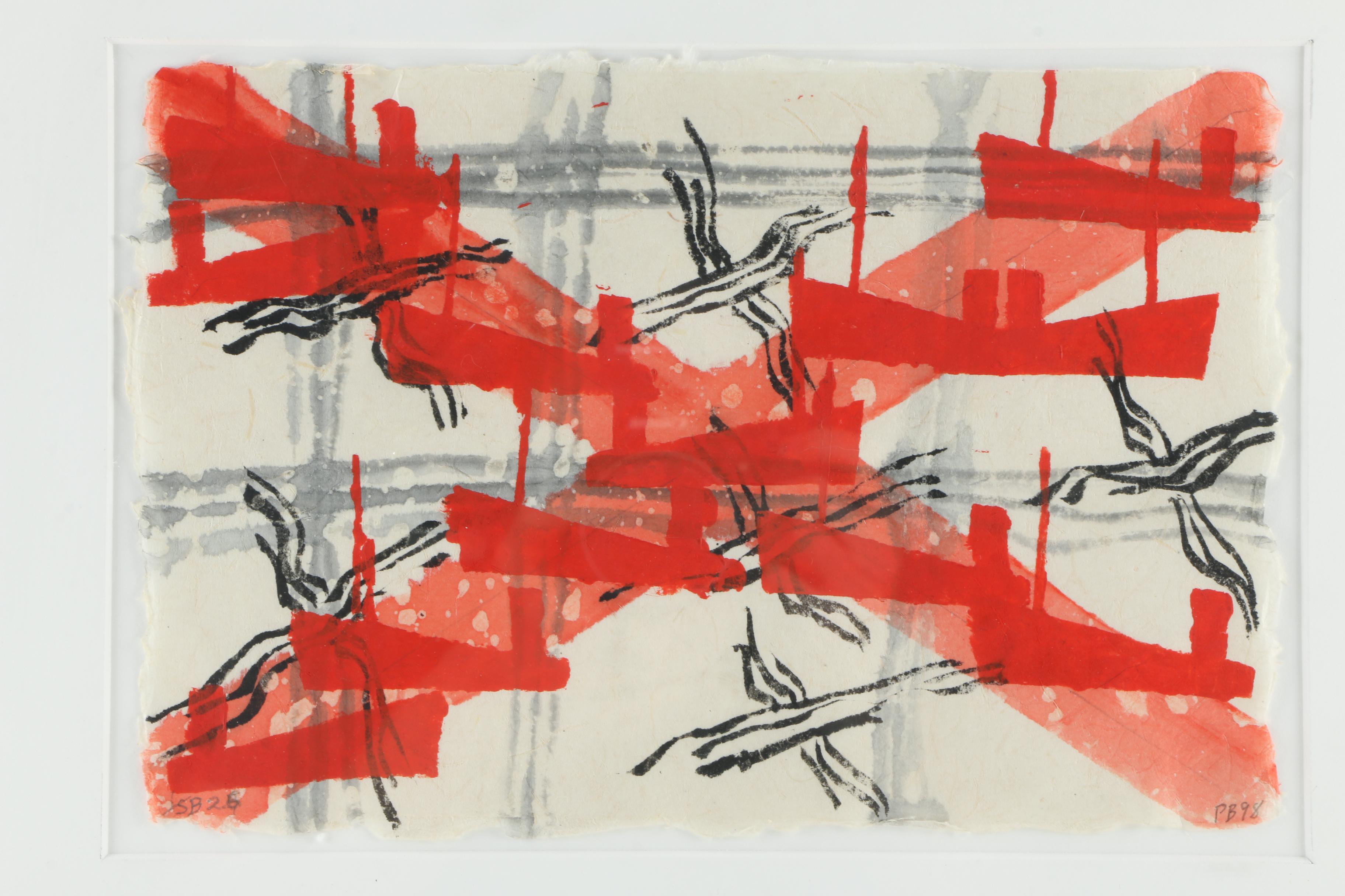 Paul Bowen Hand Embellished Block Print on Handmade Paper