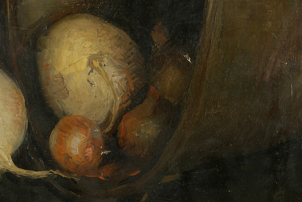 Emily B. Waite Oil Painting on Unstretched Canvas Still Life with Onions