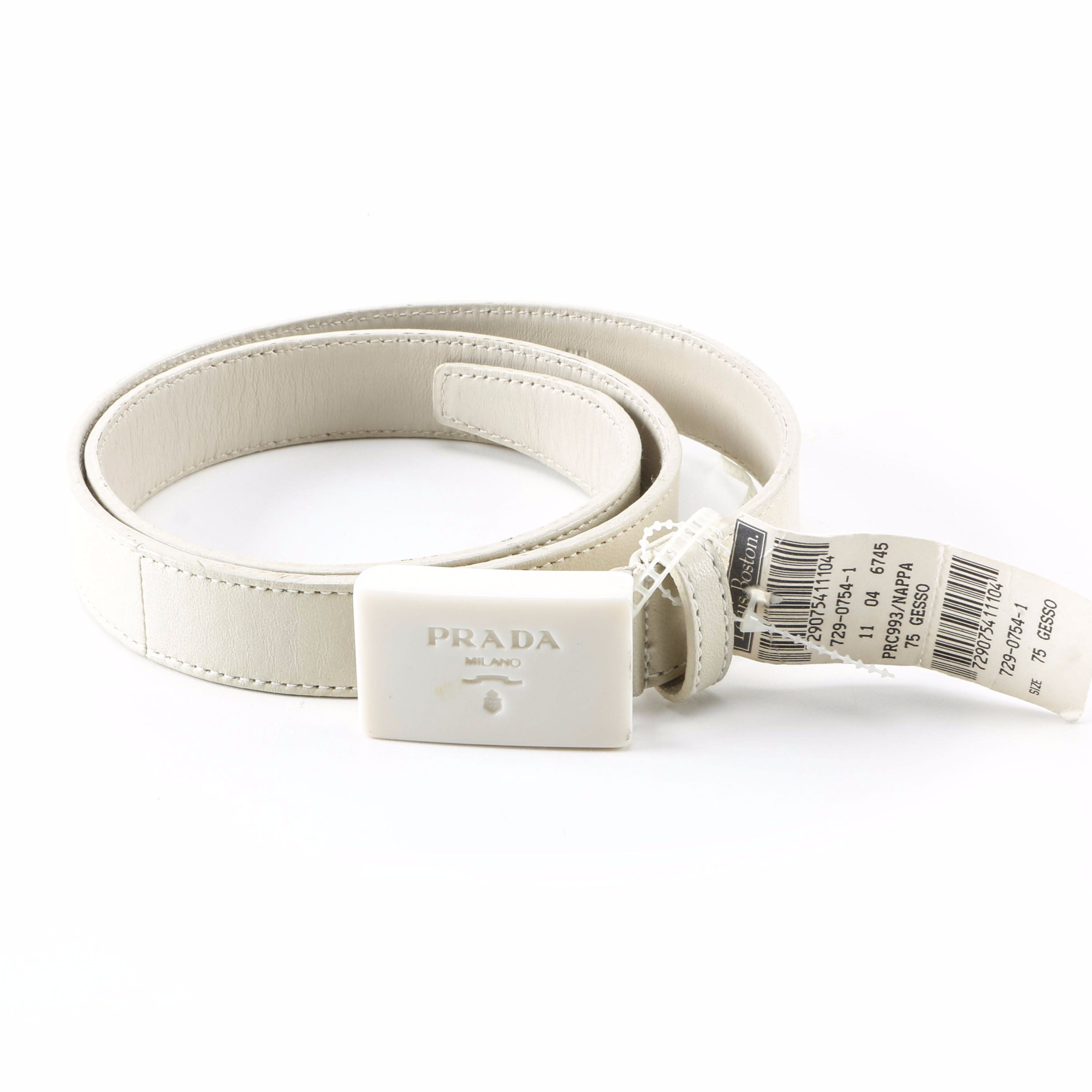 Prada Cream Nappa Leather Belt