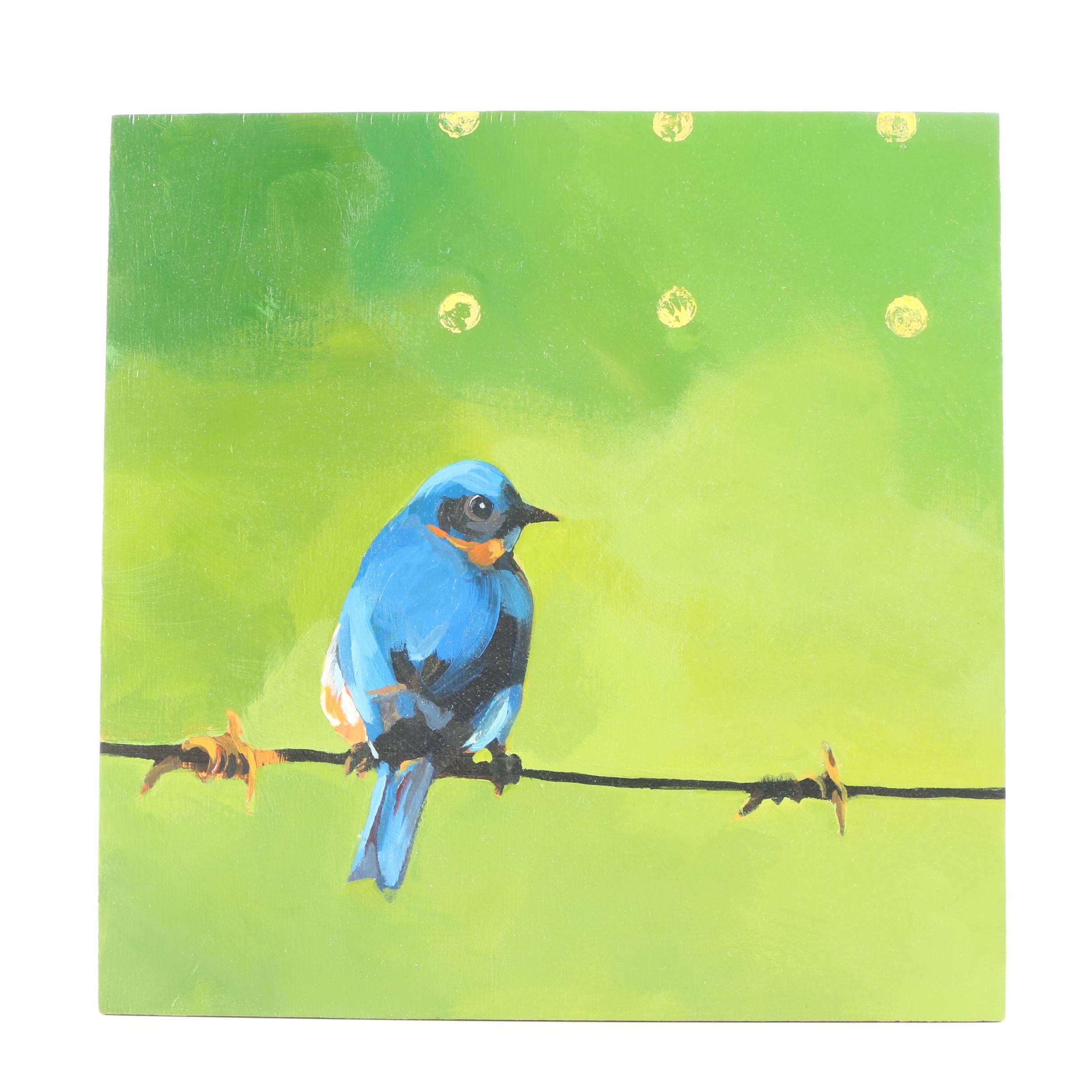 Liz Prescott Acrylic Painting on Panel "Waiting"