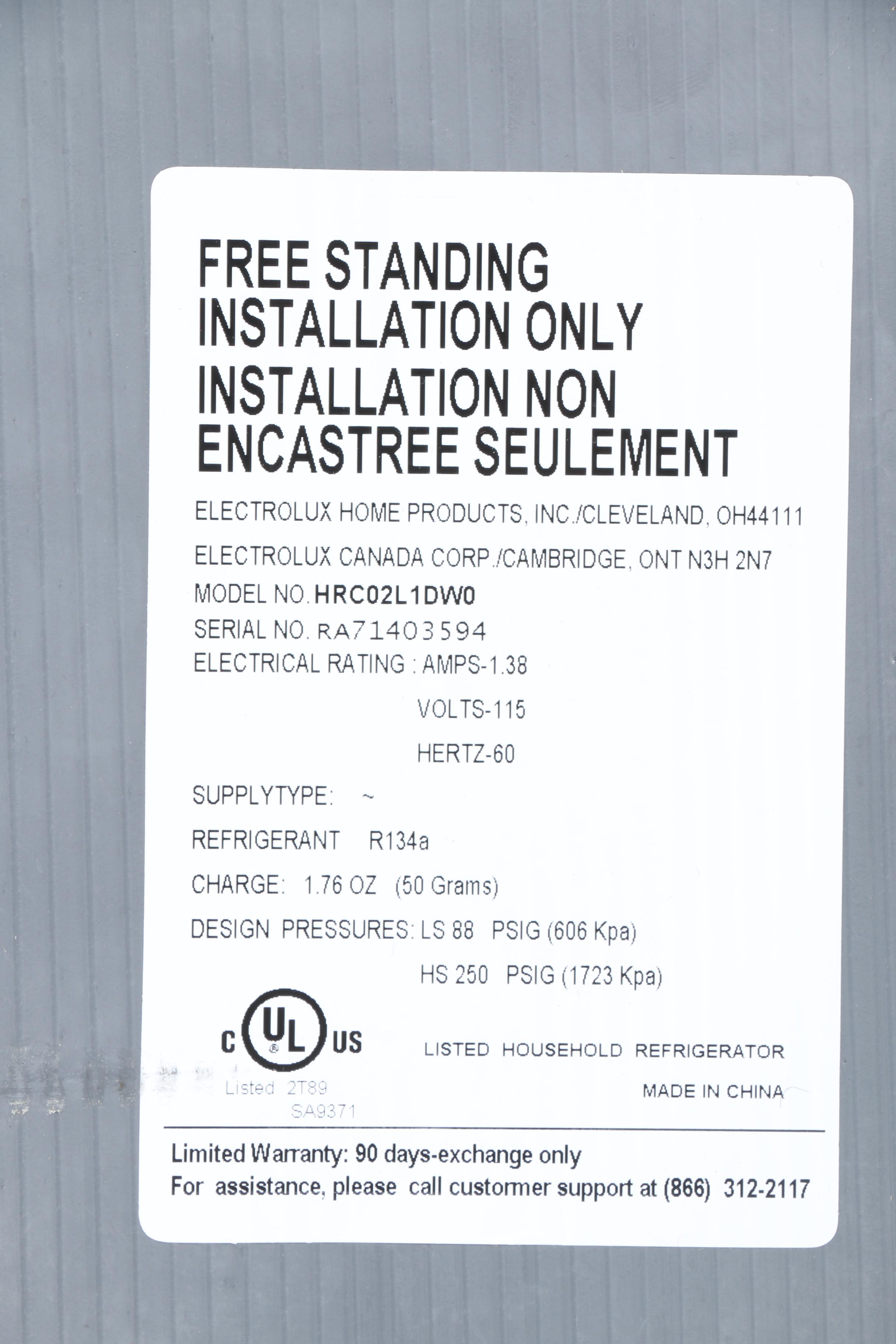 Electrolux Holiday Mini Refrigerator