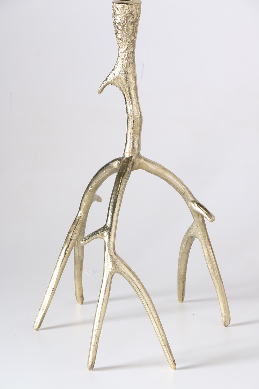 Set of Gold Metal Antler Candlesticks