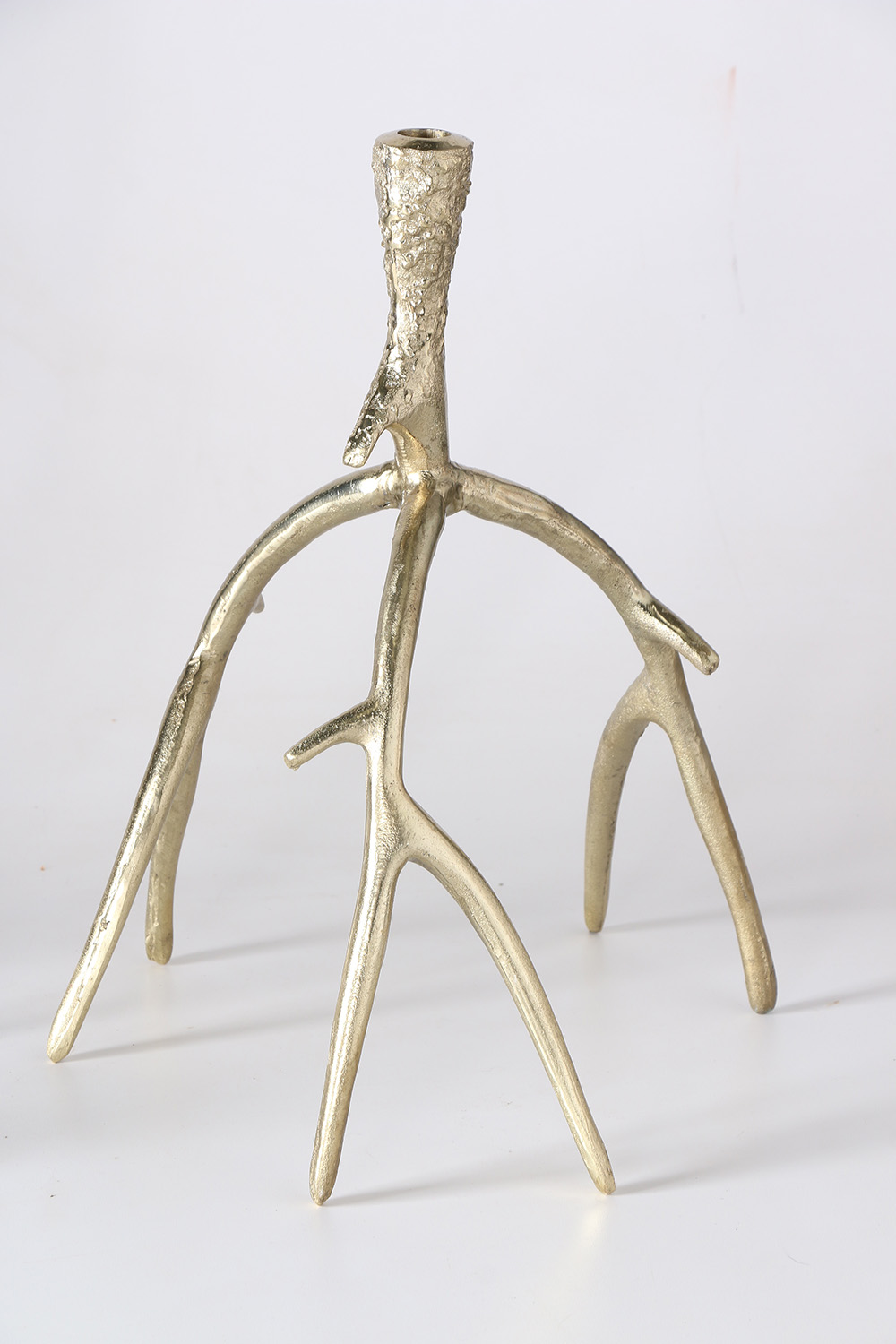 Set of Gold Metal Antler Candlesticks