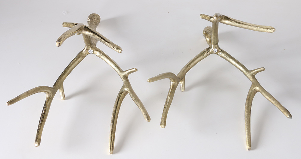 Set of Gold Metal Antler Candlesticks