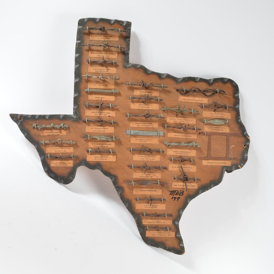 Texas-Shaped Barbed Wire Display by Marx Billingsly