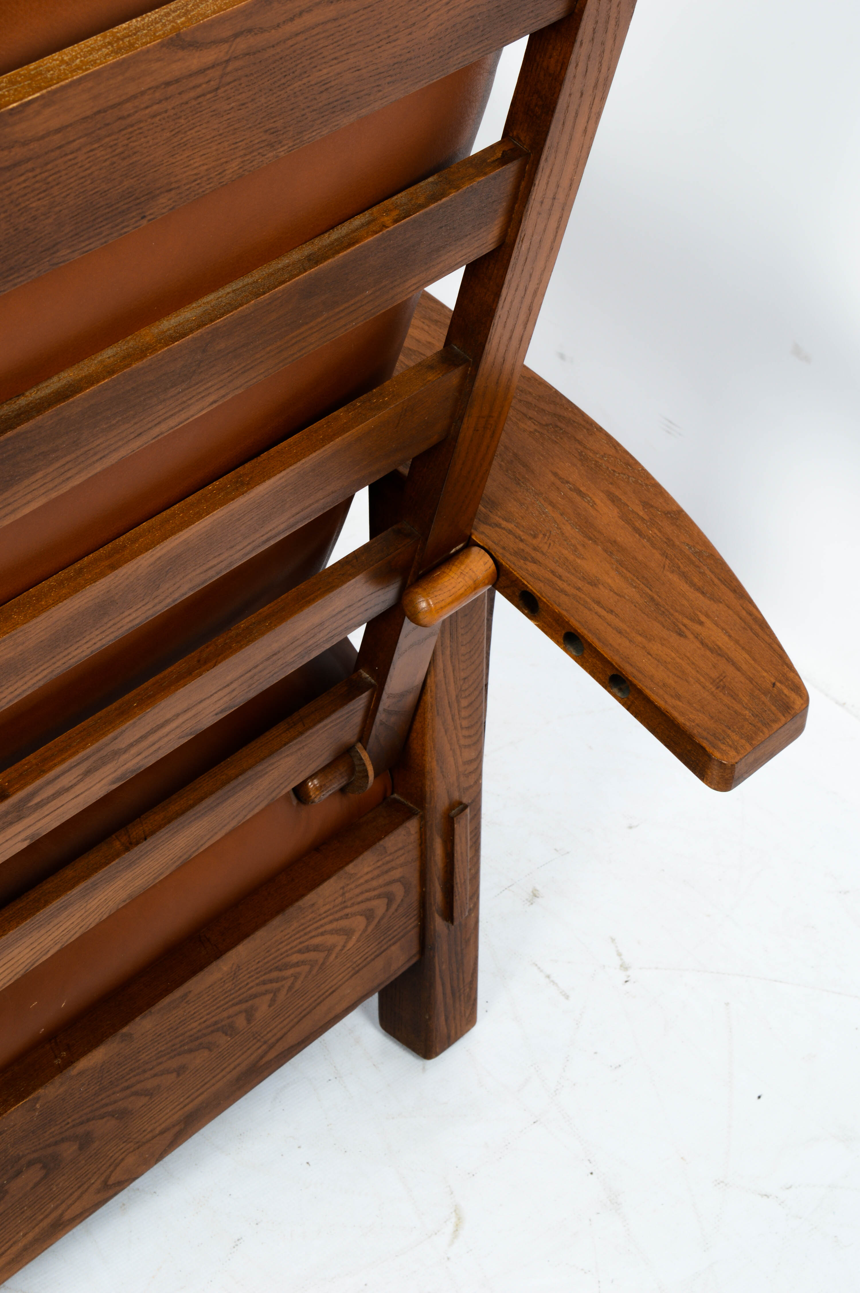 Vintage Mission Style Brown Leather Upholstered Chair