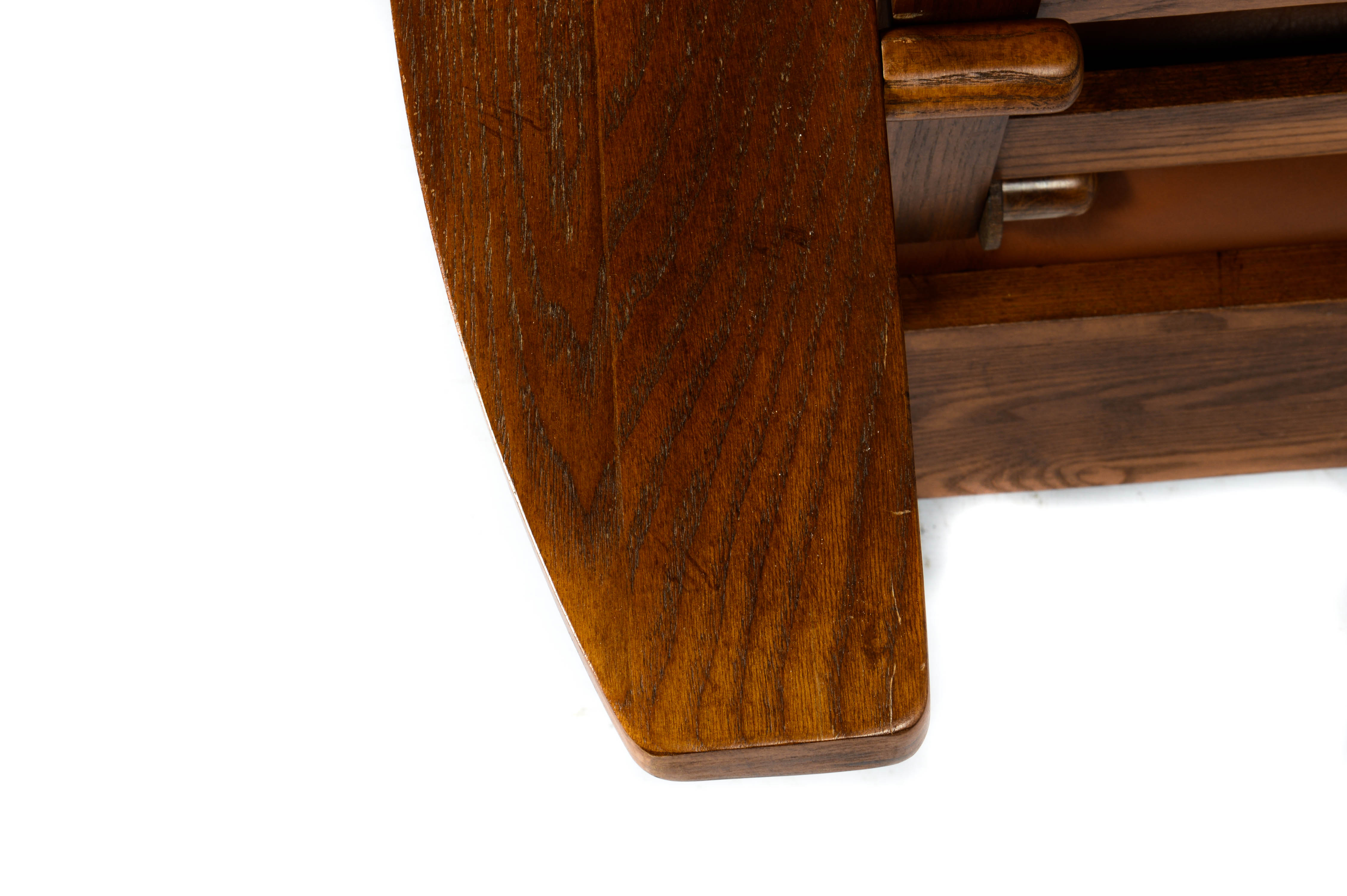 Vintage Mission Style Brown Leather Upholstered Chair