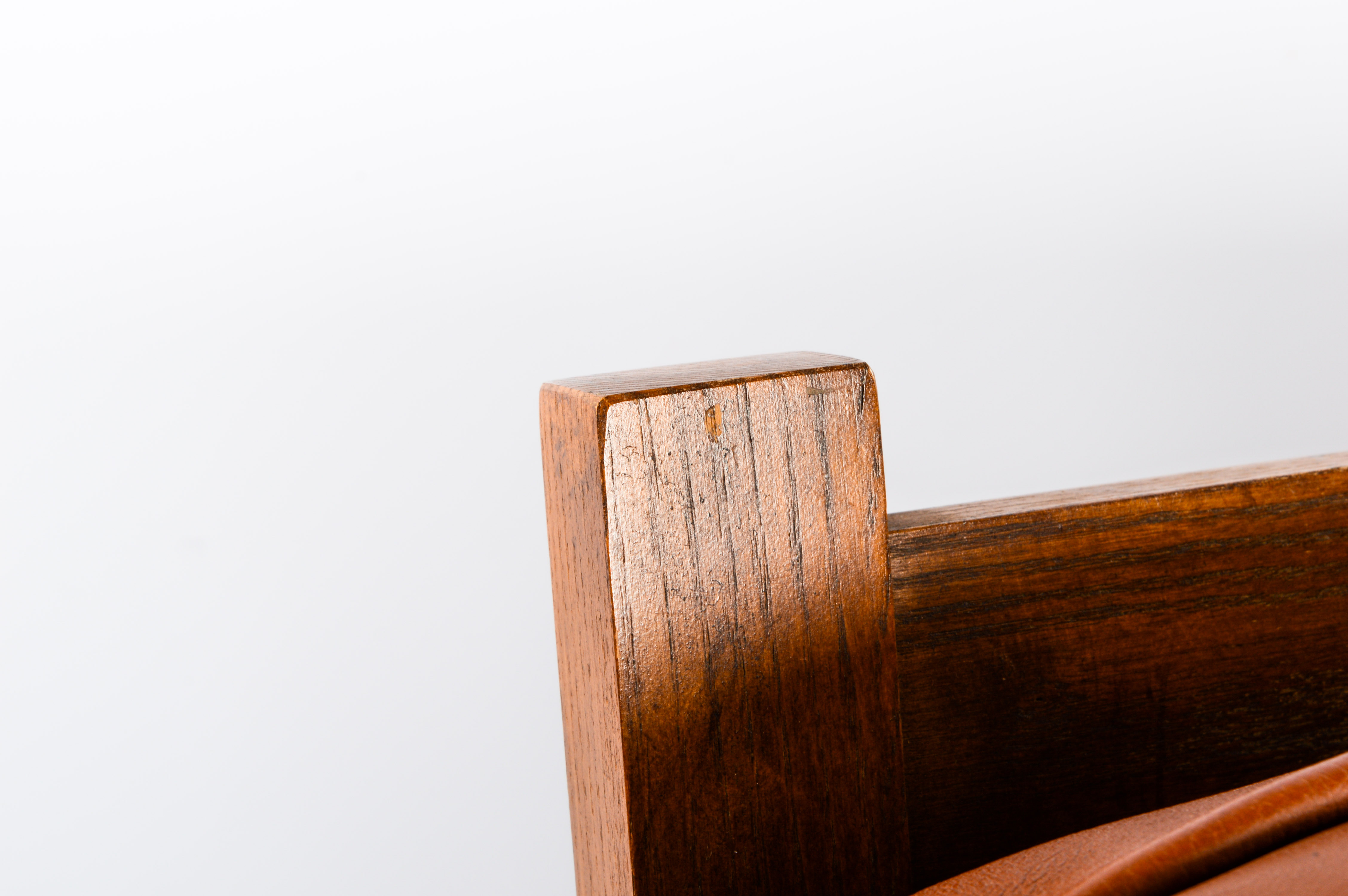 Vintage Mission Style Brown Leather Upholstered Chair