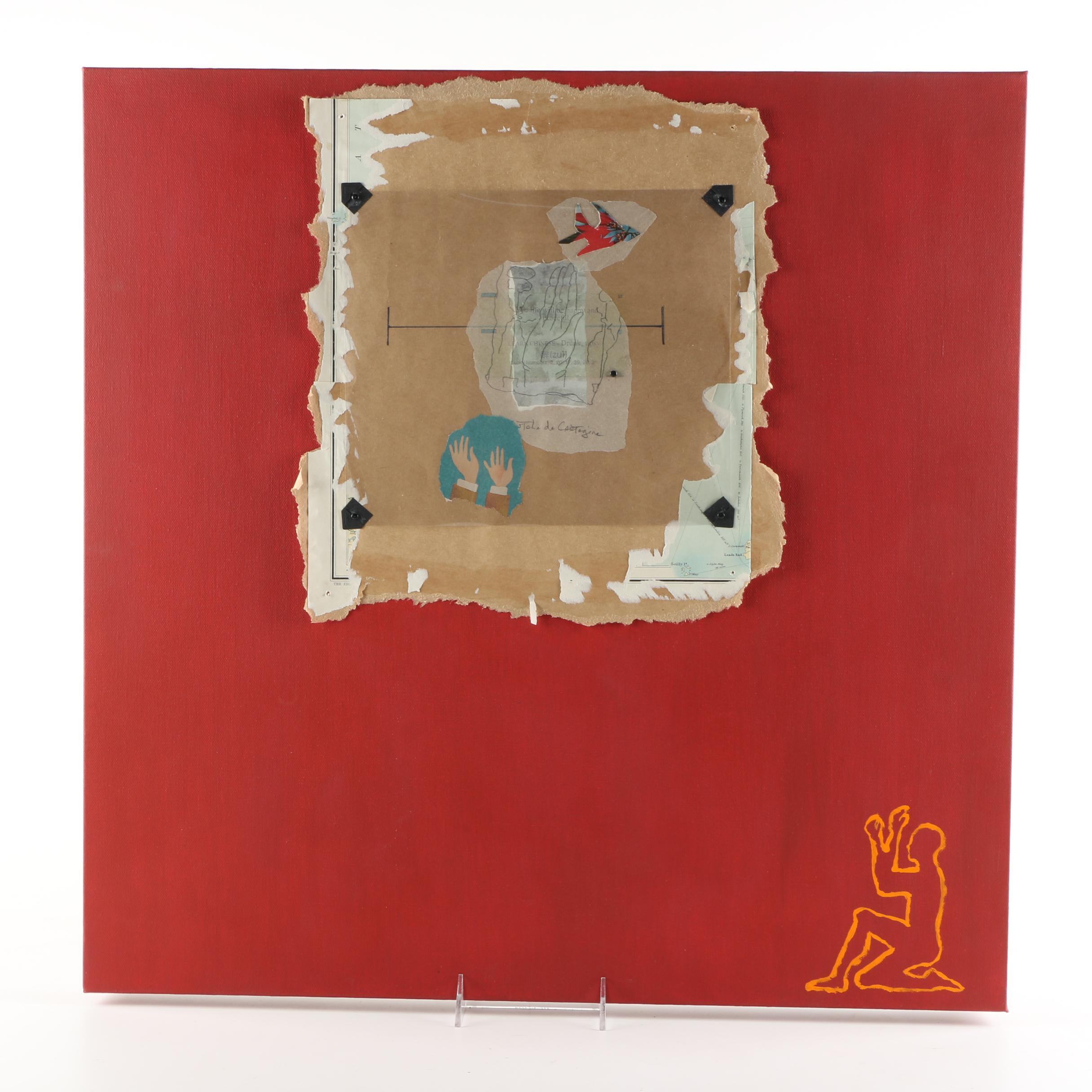 Gregg Harper Mixed Media Collage on Canvas "The Simple Explanation"