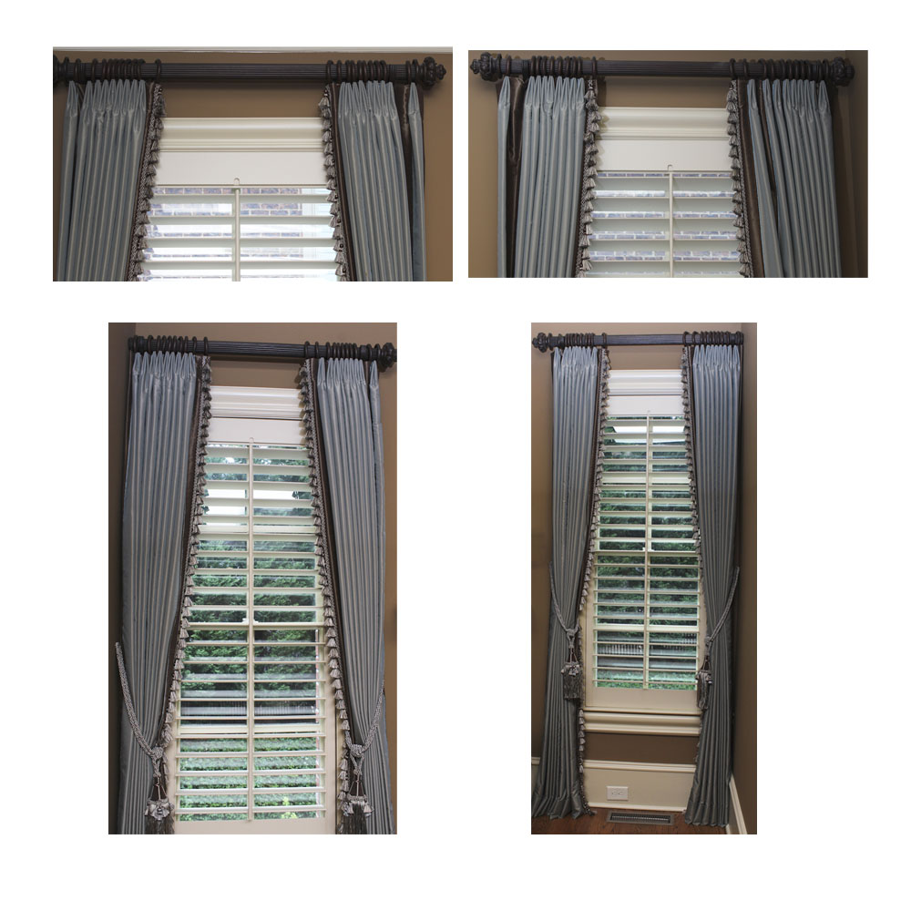 Custom Made Cornflower Blue Silk Drapery Set with Hardware