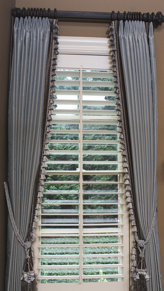 Custom Made Cornflower Blue Silk Drapery Set with Hardware