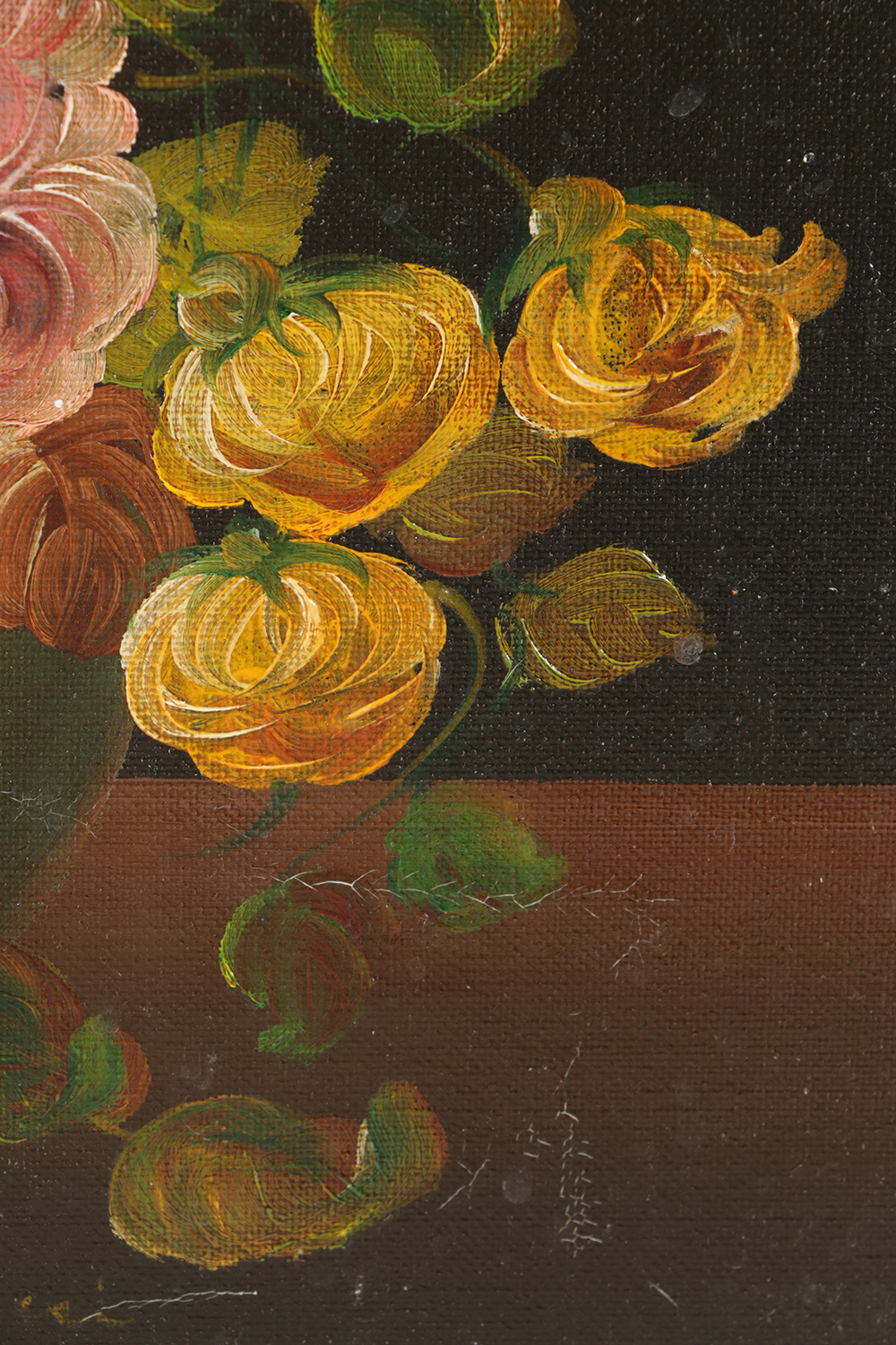 R. Ruggeri Oil Painting on Canvas Floral Still Life