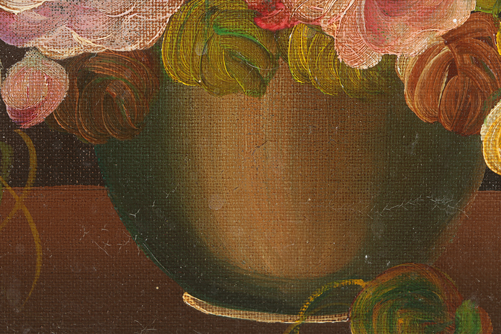 R. Ruggeri Oil Painting on Canvas Floral Still Life