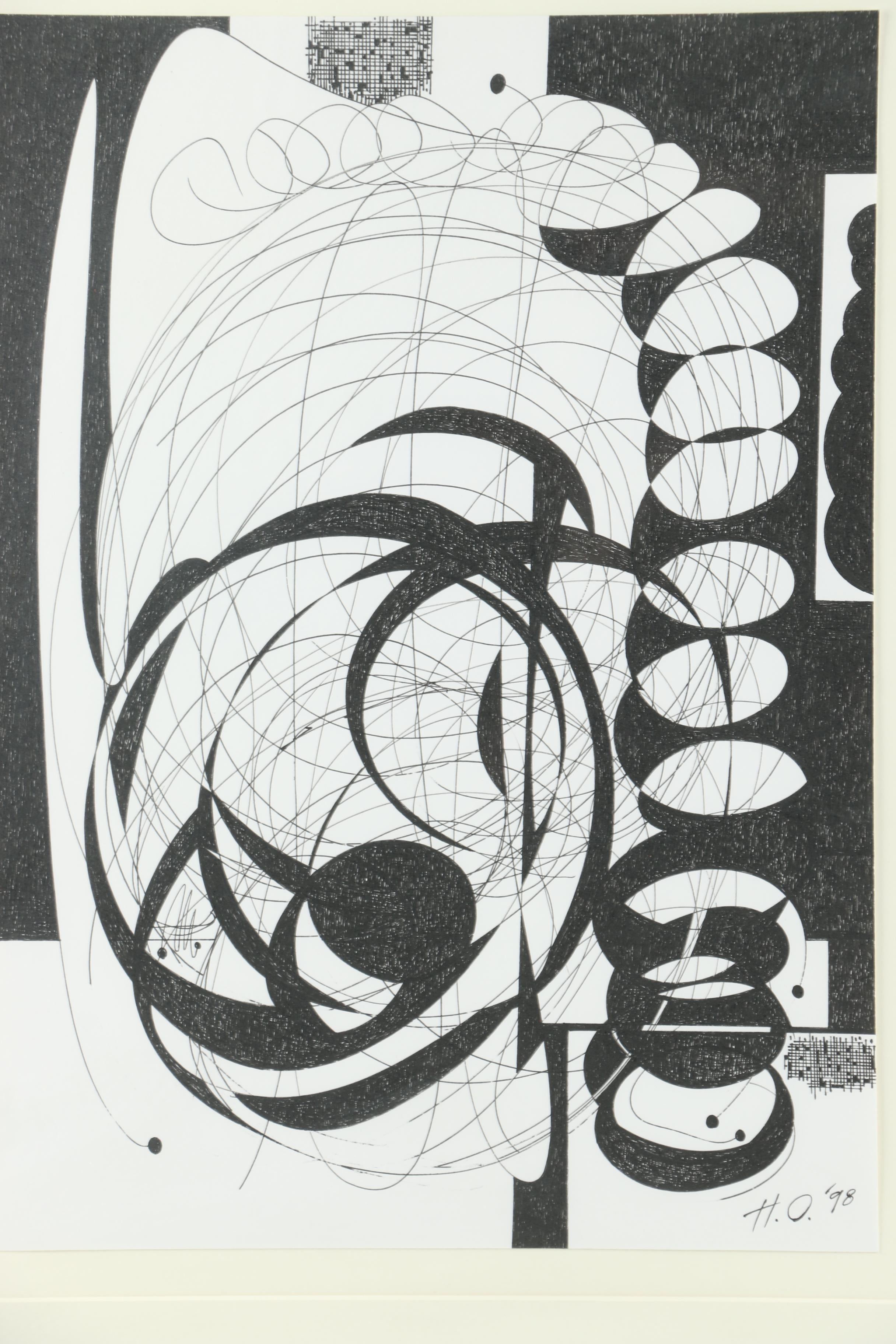 Haynes Ownby Ink on Paper Drawing "Watcher from the Edge"