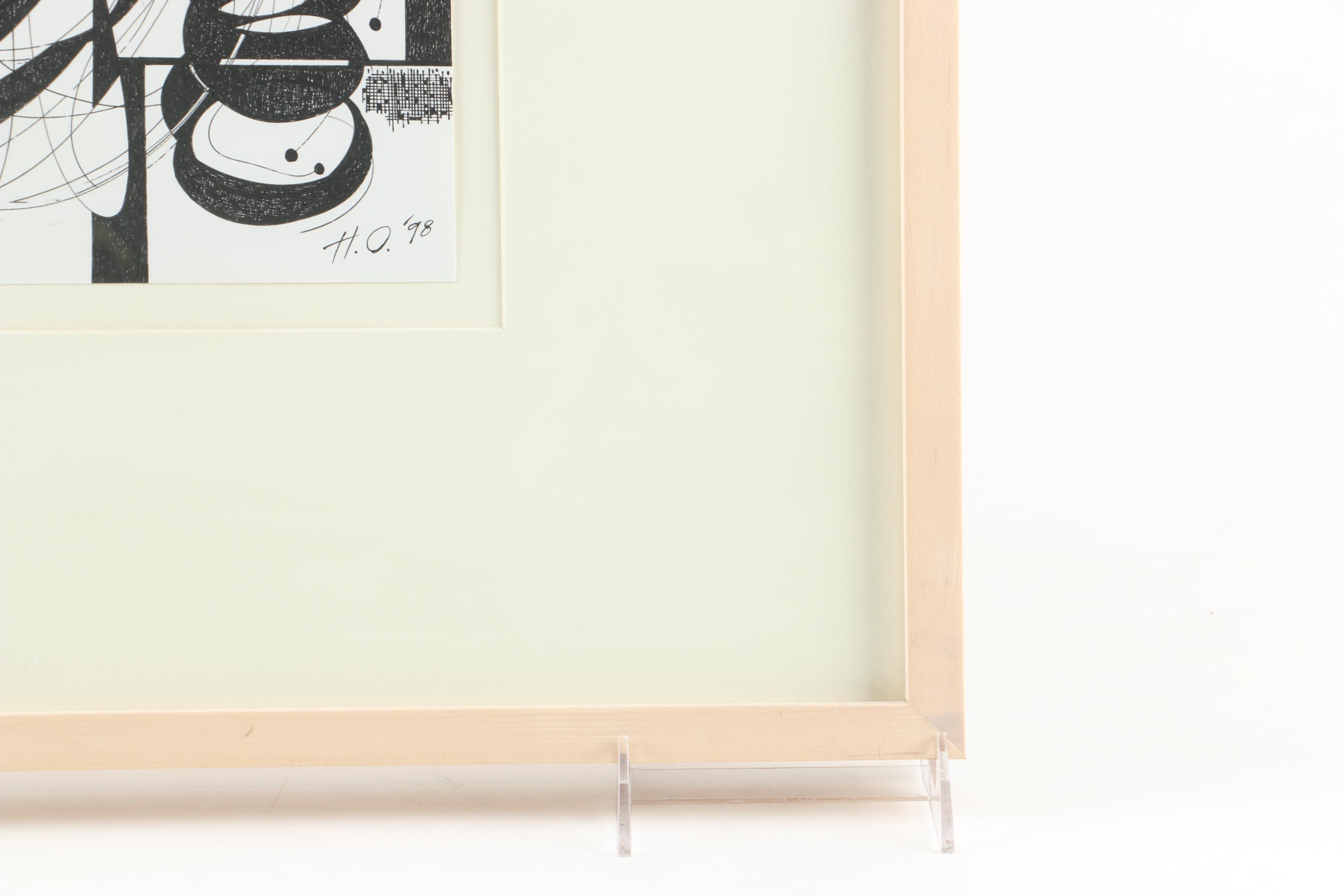 Haynes Ownby Ink on Paper Drawing "Watcher from the Edge"