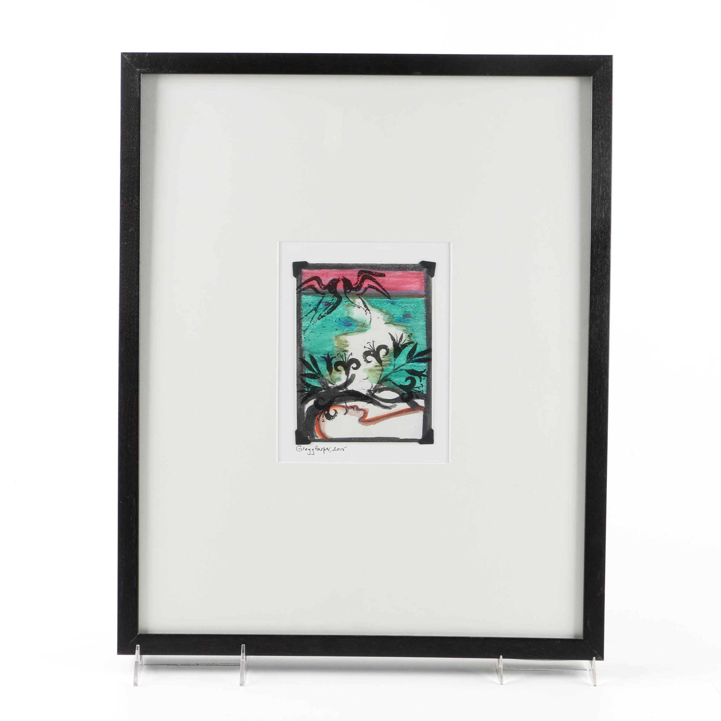 Gregg Harper Photo-Acetate Over Watercolor "Iris: Goddess of Rainbows"