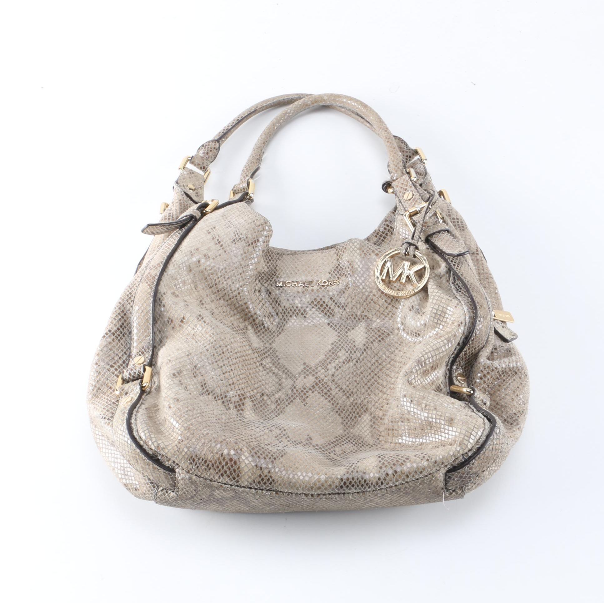 MICHAEL Michael Kors Embossed Snakeskin Satchel