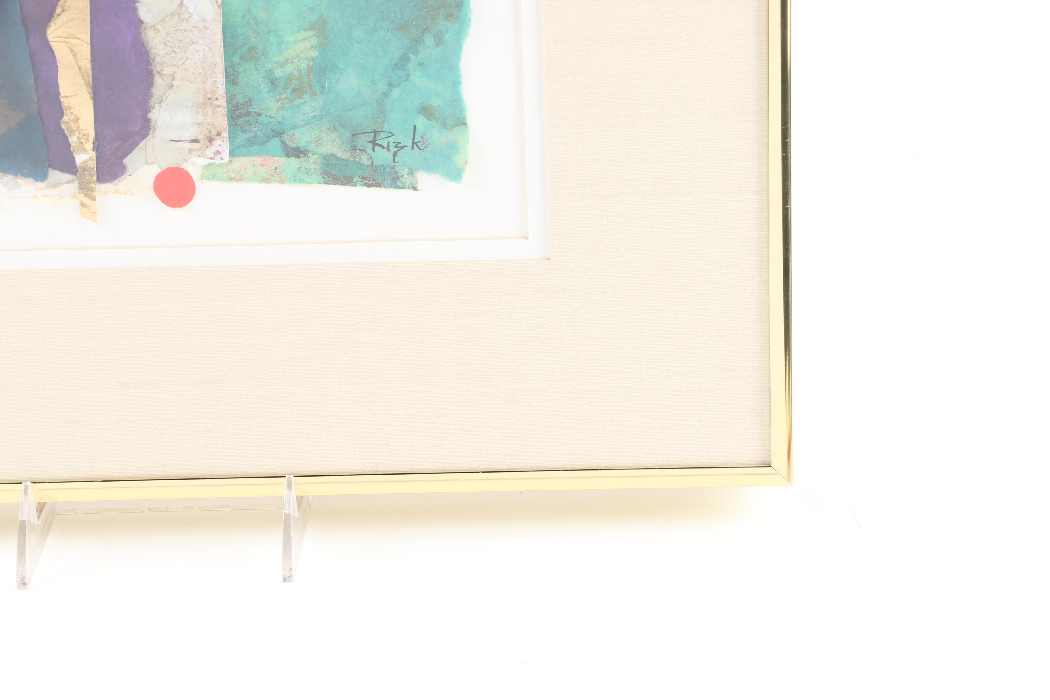 Romanos Rizk Mixed Media Collage "One With the Tao #739"