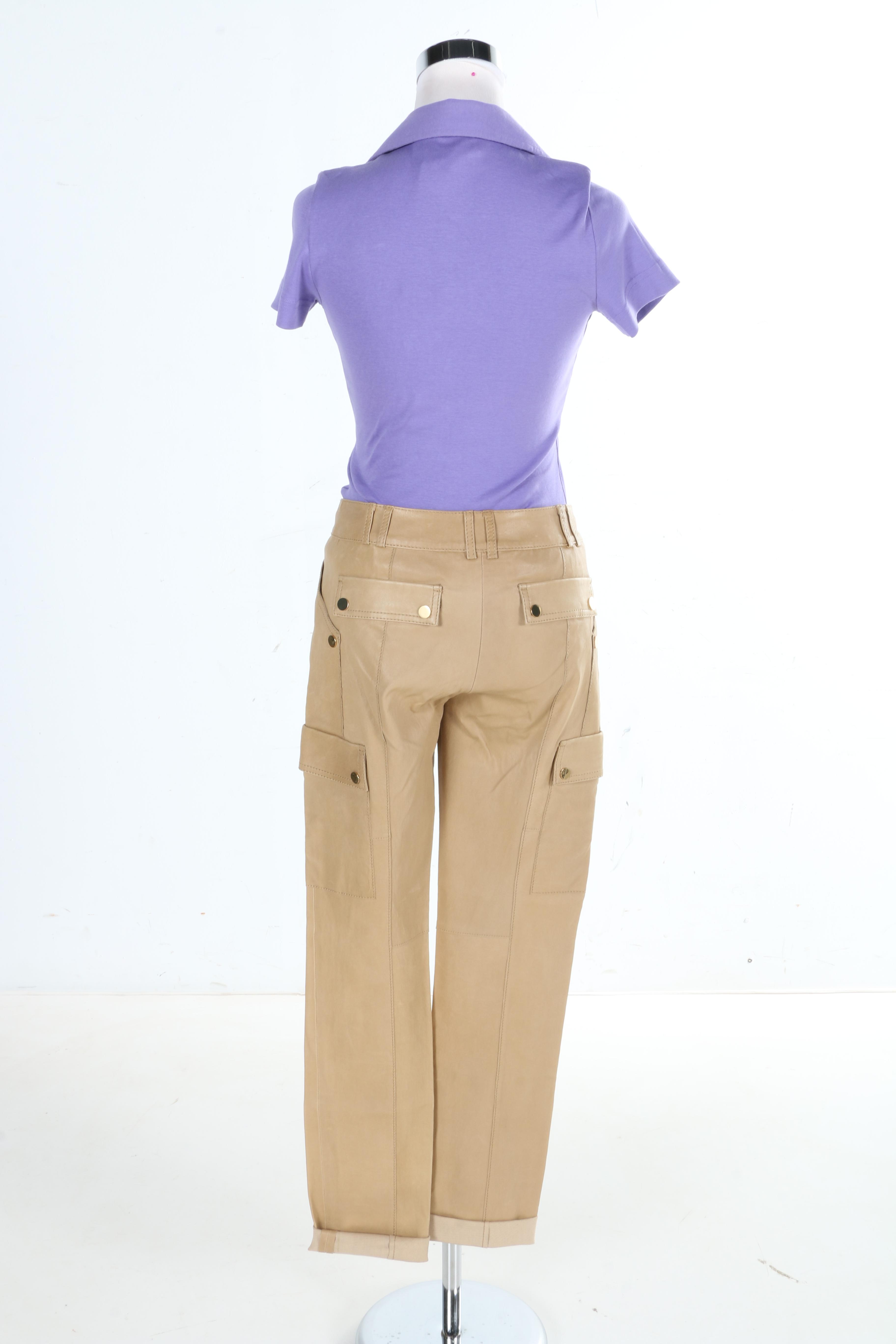Tory Burch Cotton Polo and Leather Pants