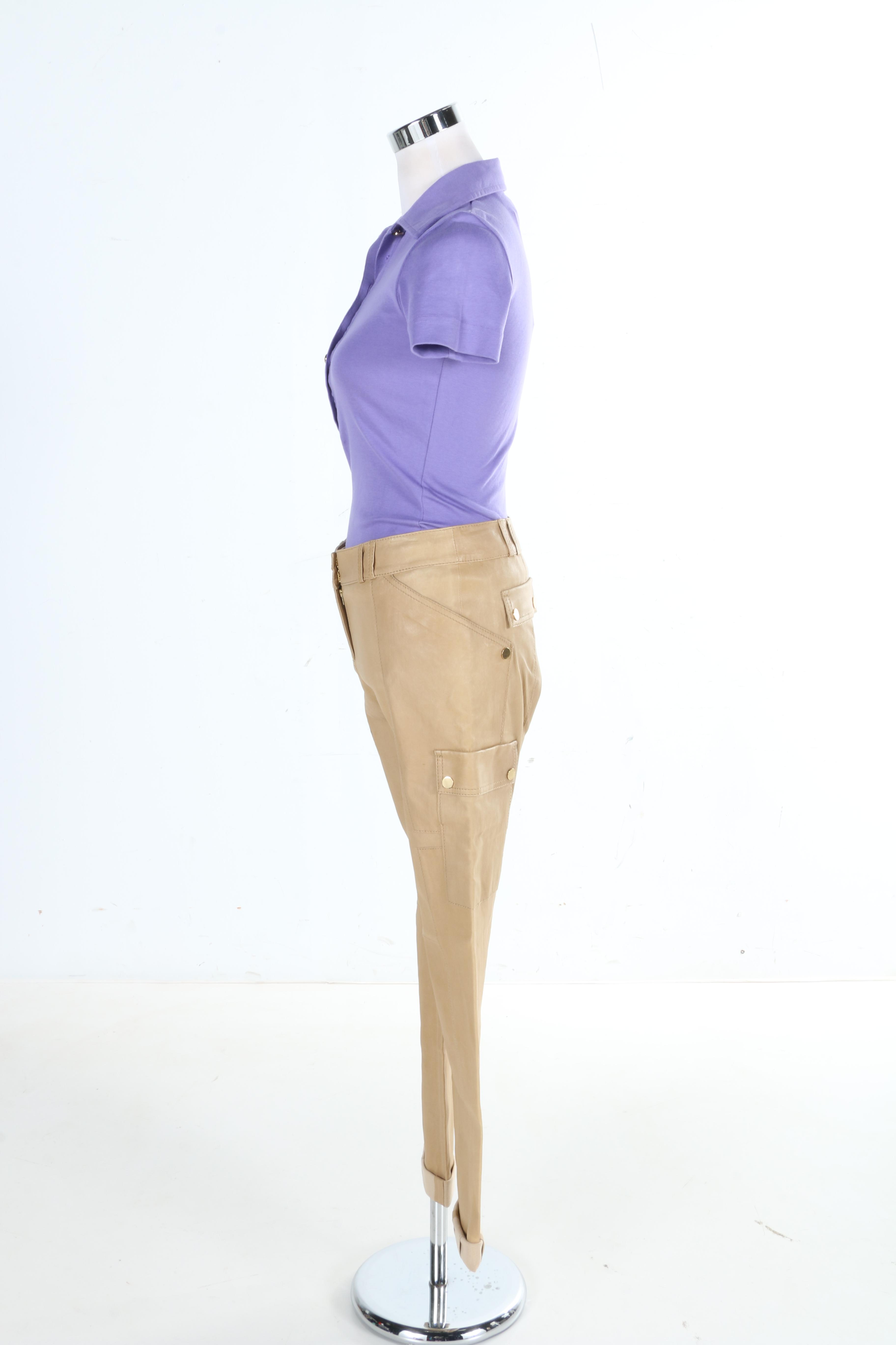 Tory Burch Cotton Polo and Leather Pants