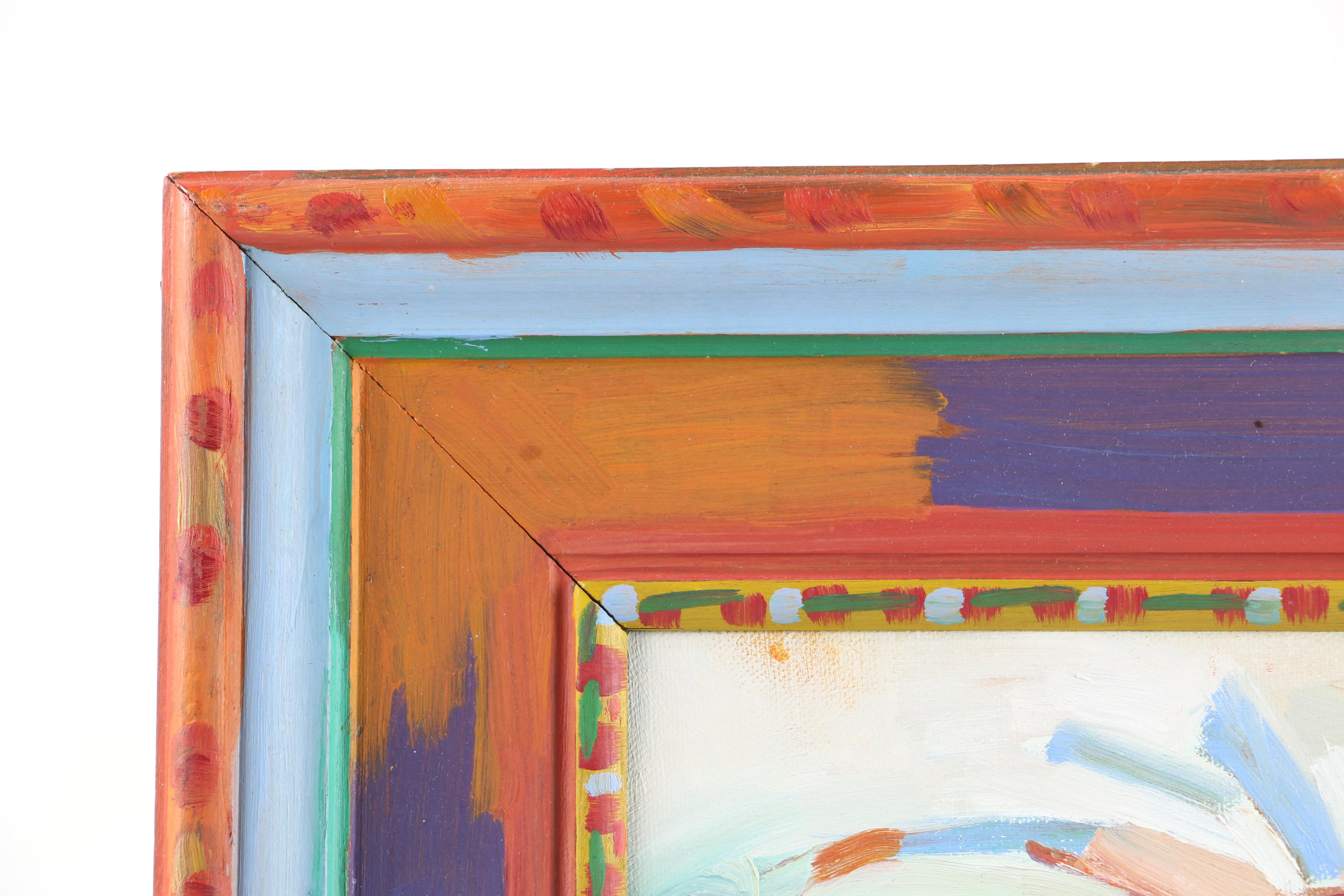 Original Oil Painting of Abstract Shapes In Painted Frame