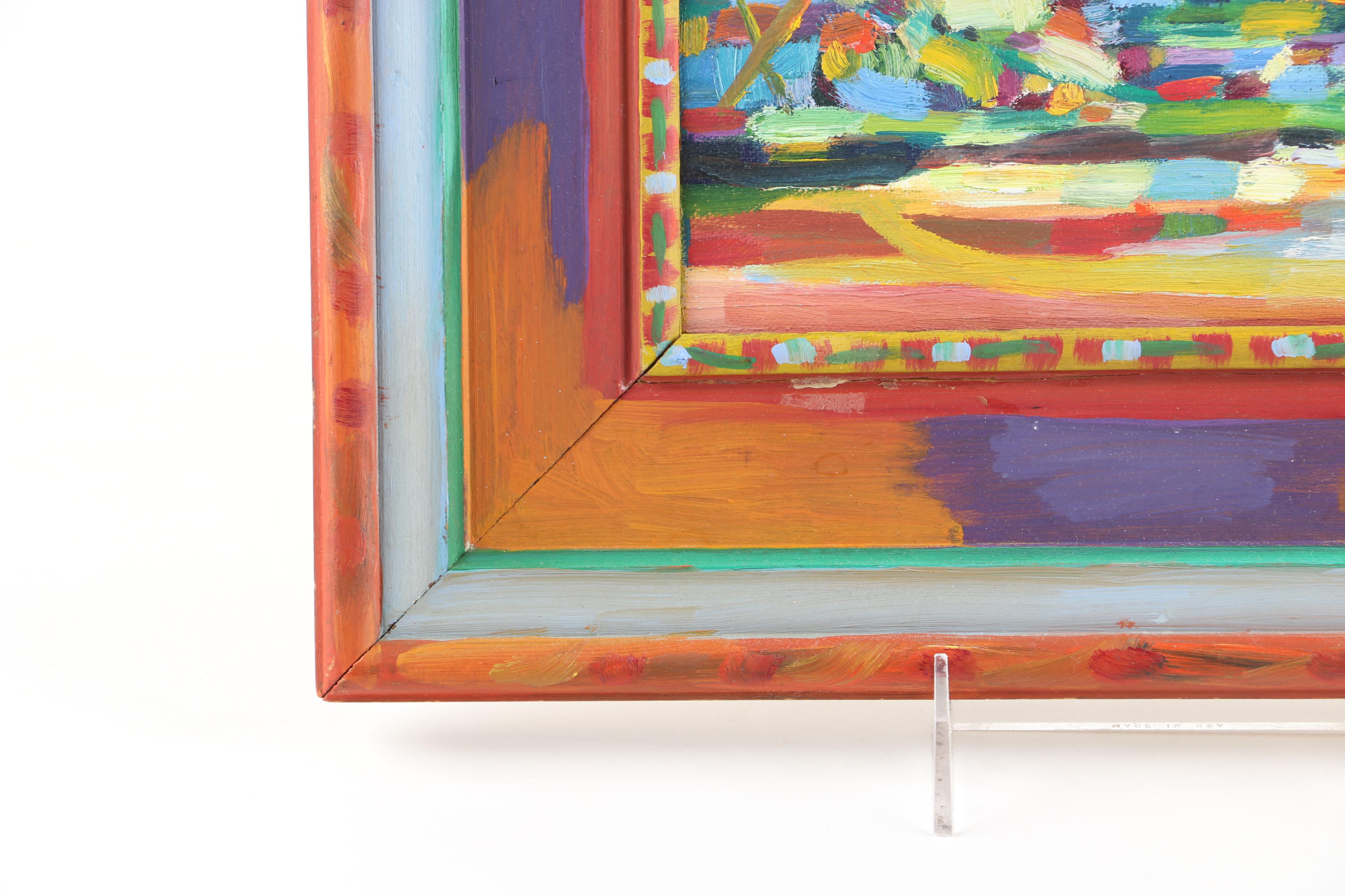 Original Oil Painting of Abstract Shapes In Painted Frame