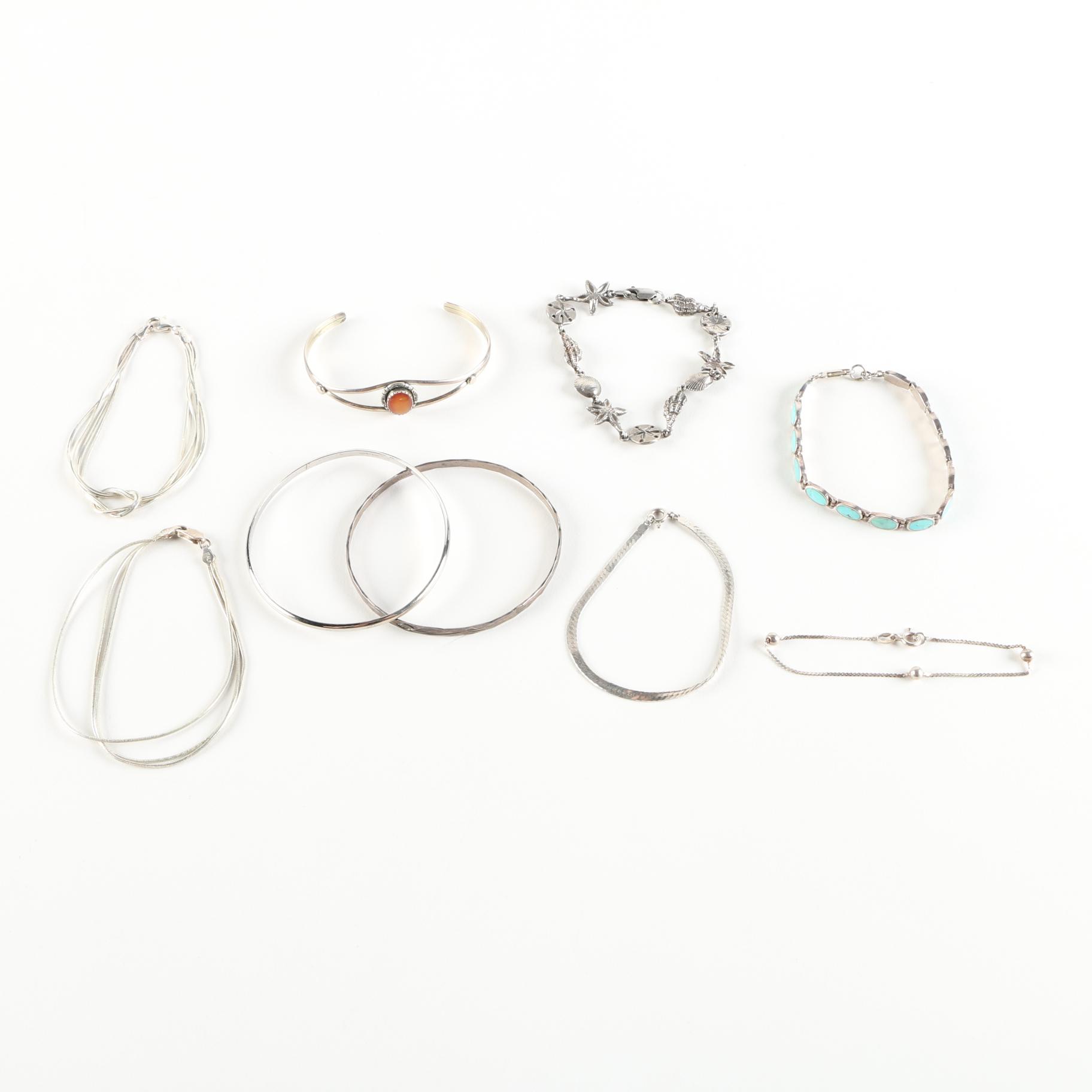 Sterling Silver Bracelets Including Dyed Magnesite Link Bracelet