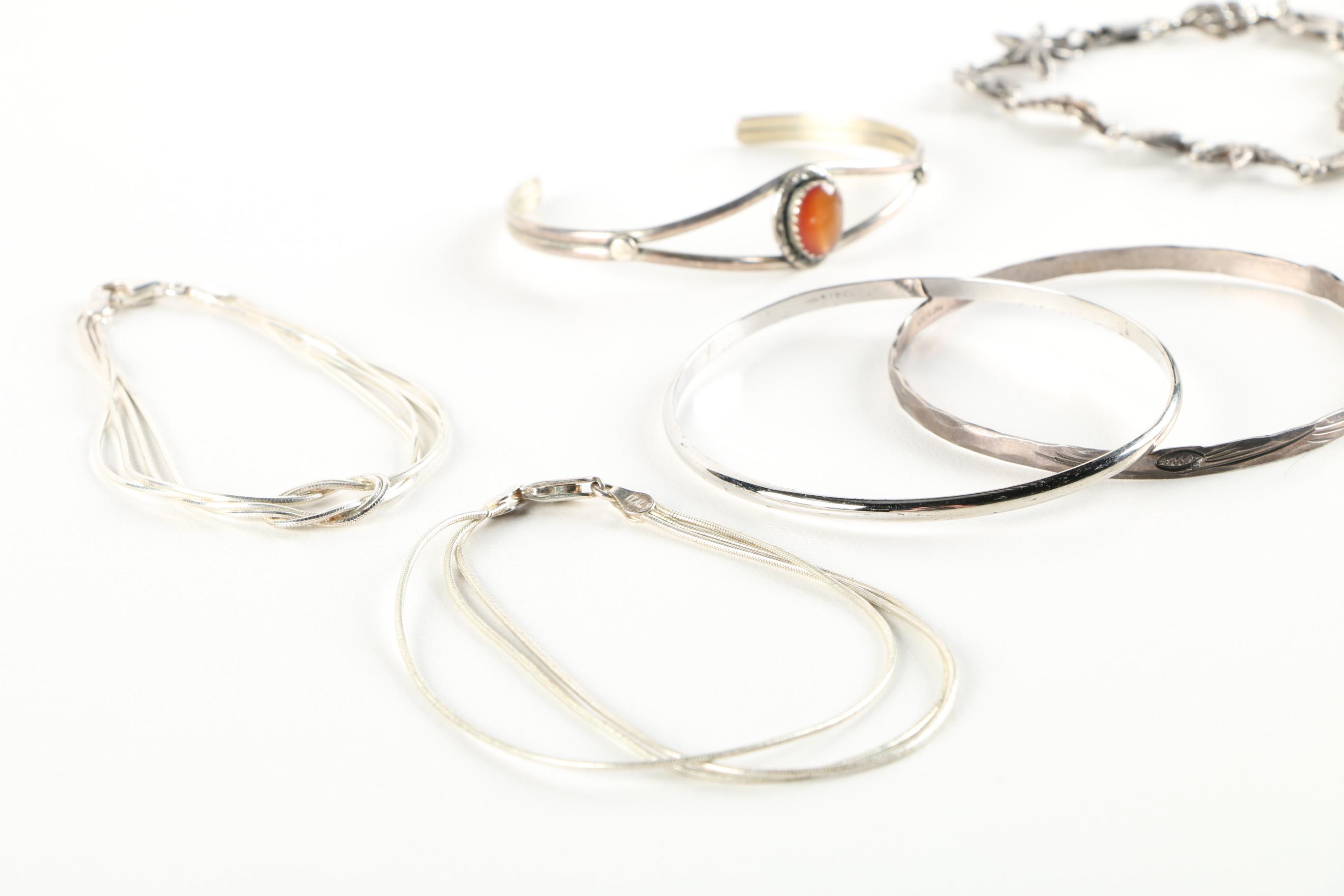 Sterling Silver Bracelets Including Dyed Magnesite Link Bracelet