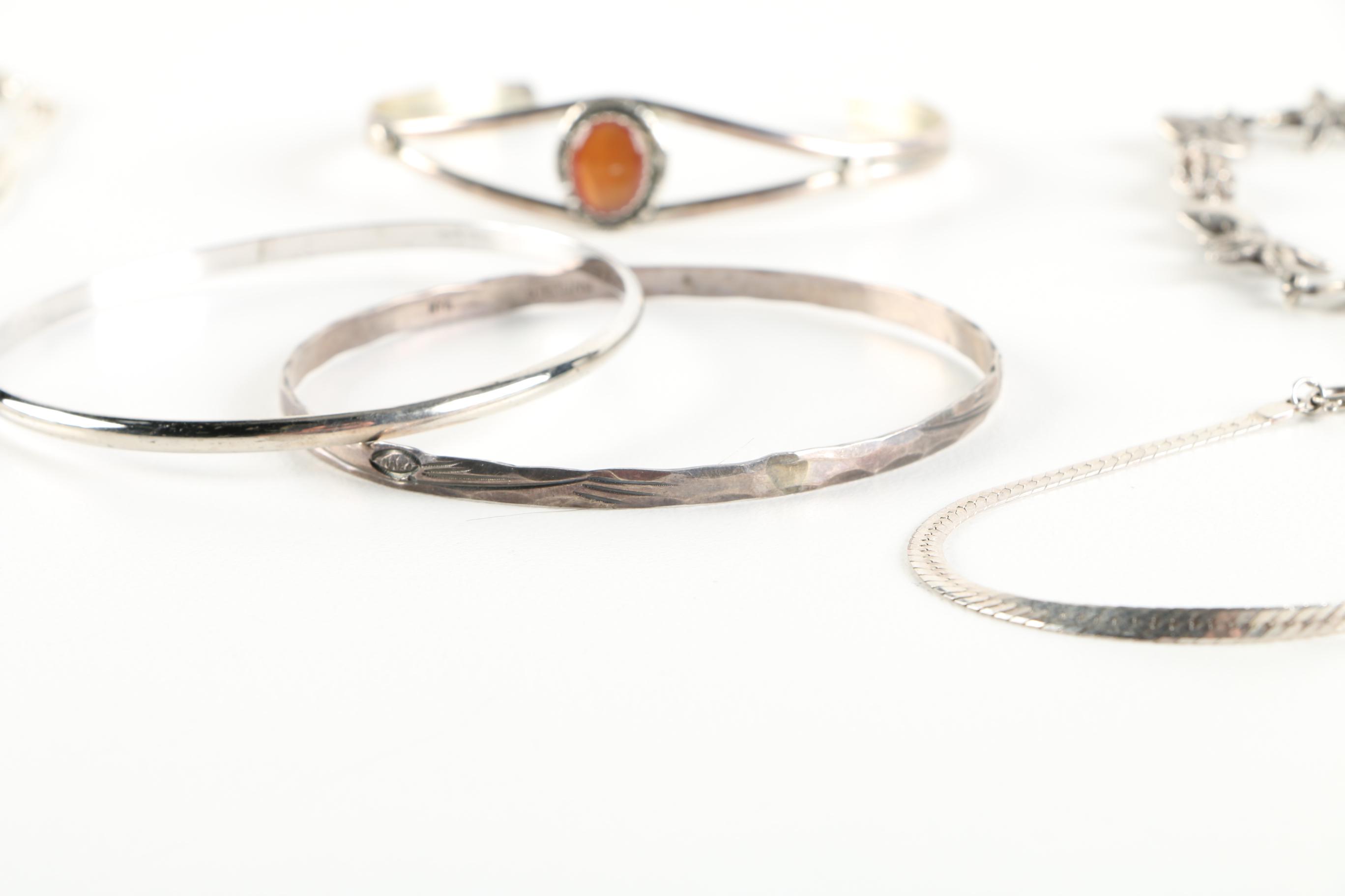 Sterling Silver Bracelets Including Dyed Magnesite Link Bracelet