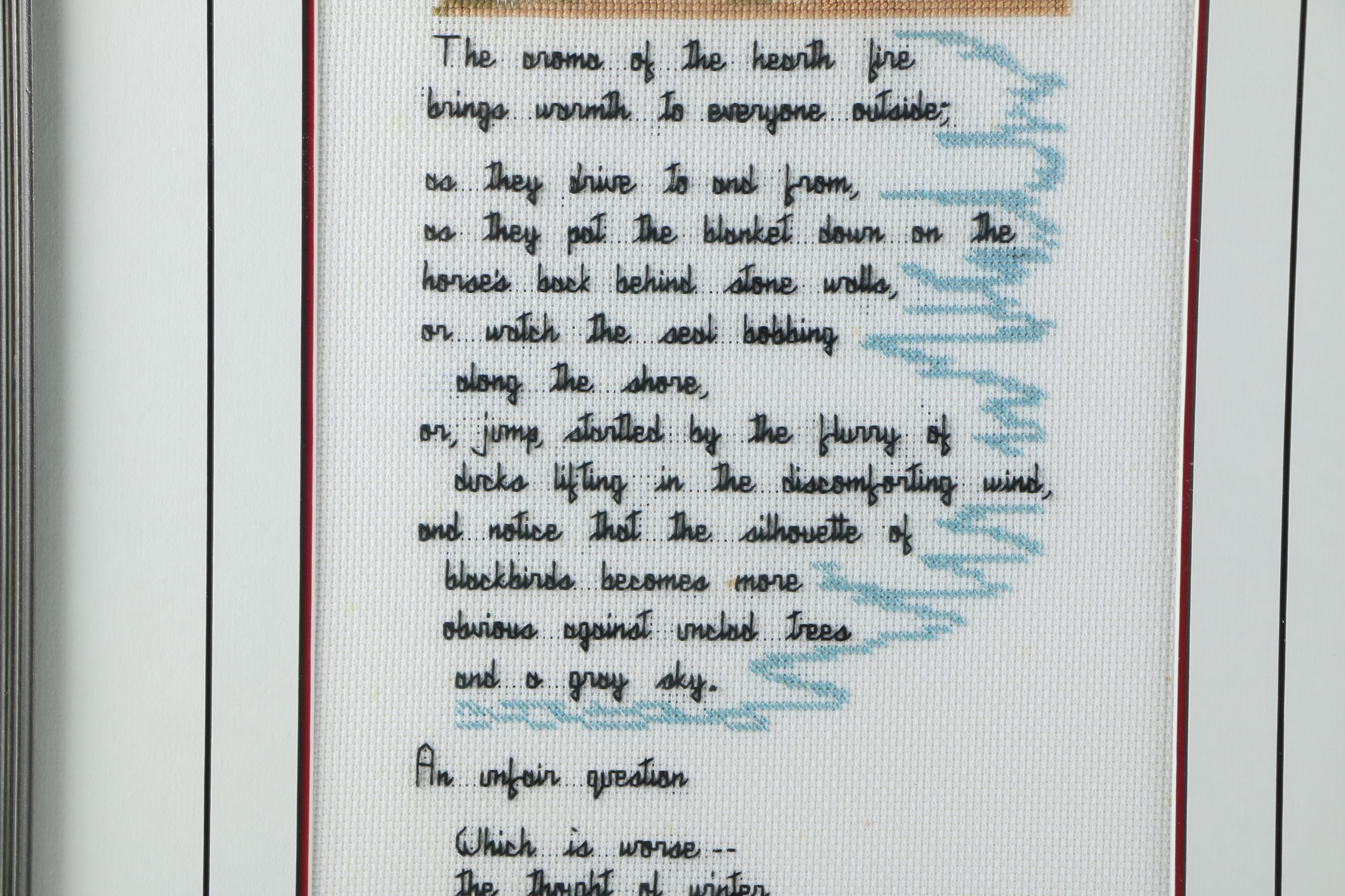Cross Stitch of Lighthouse and "Winter" Poem