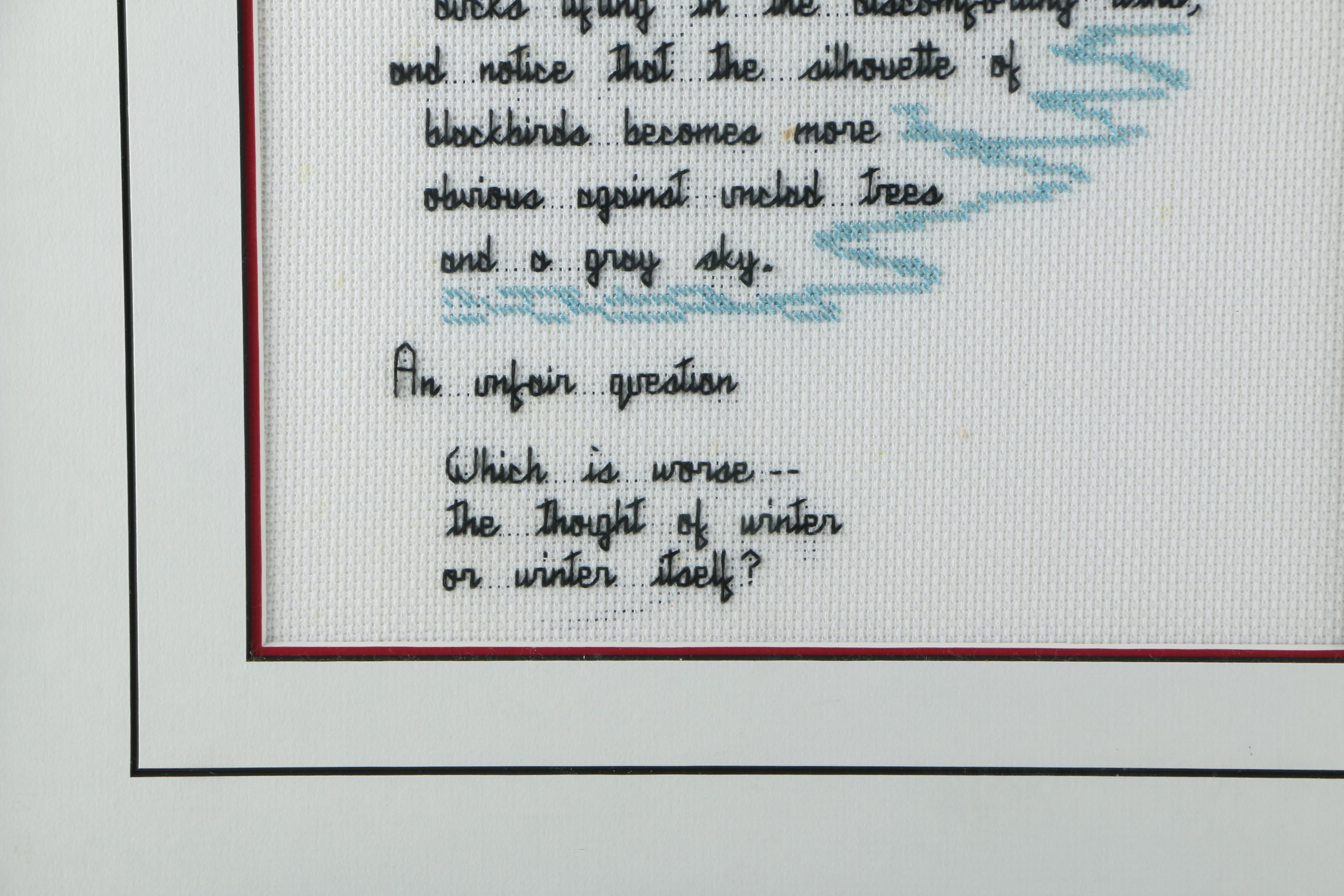 Cross Stitch of Lighthouse and "Winter" Poem