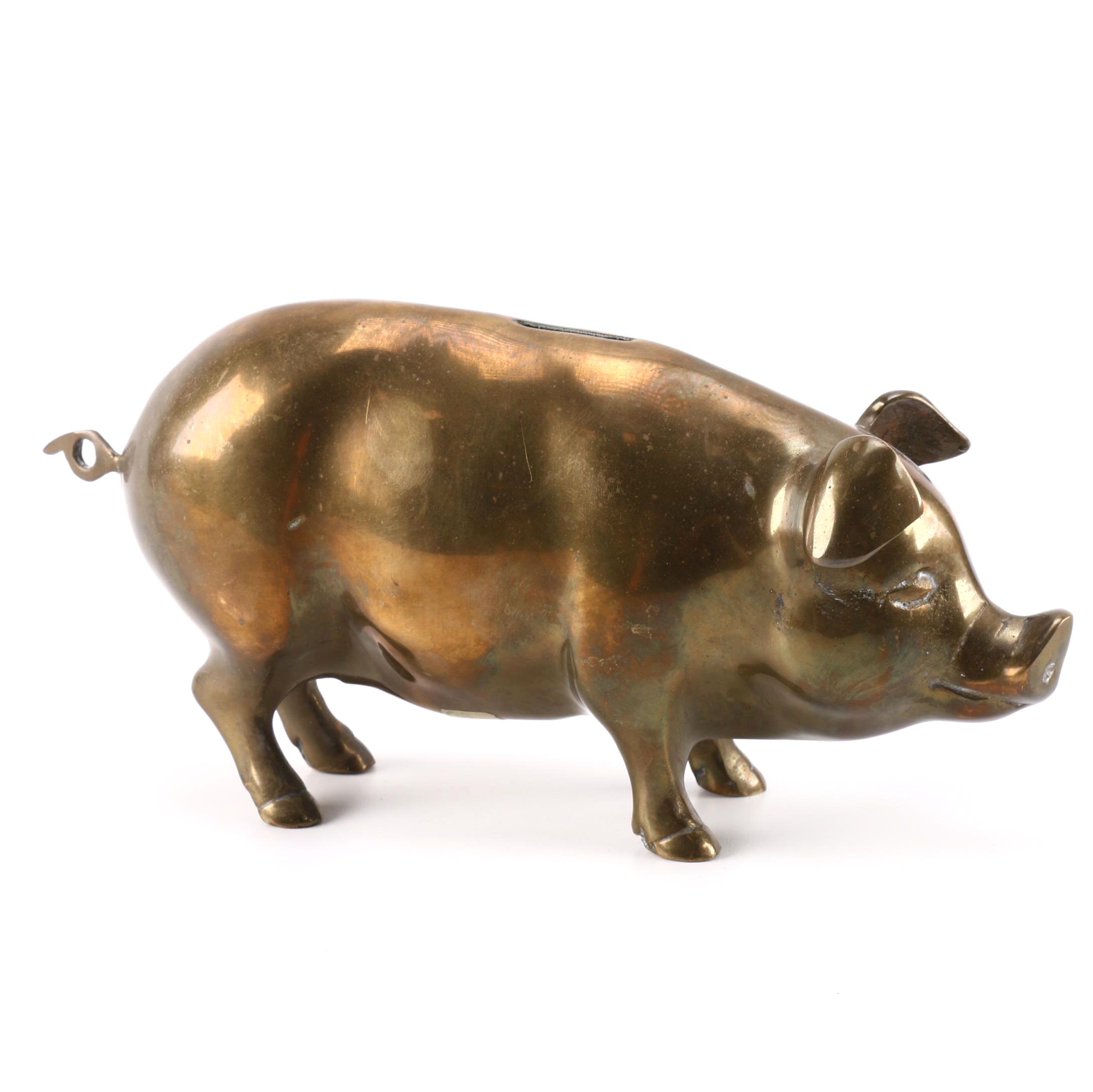 Brass Pig Bank by Yuantai