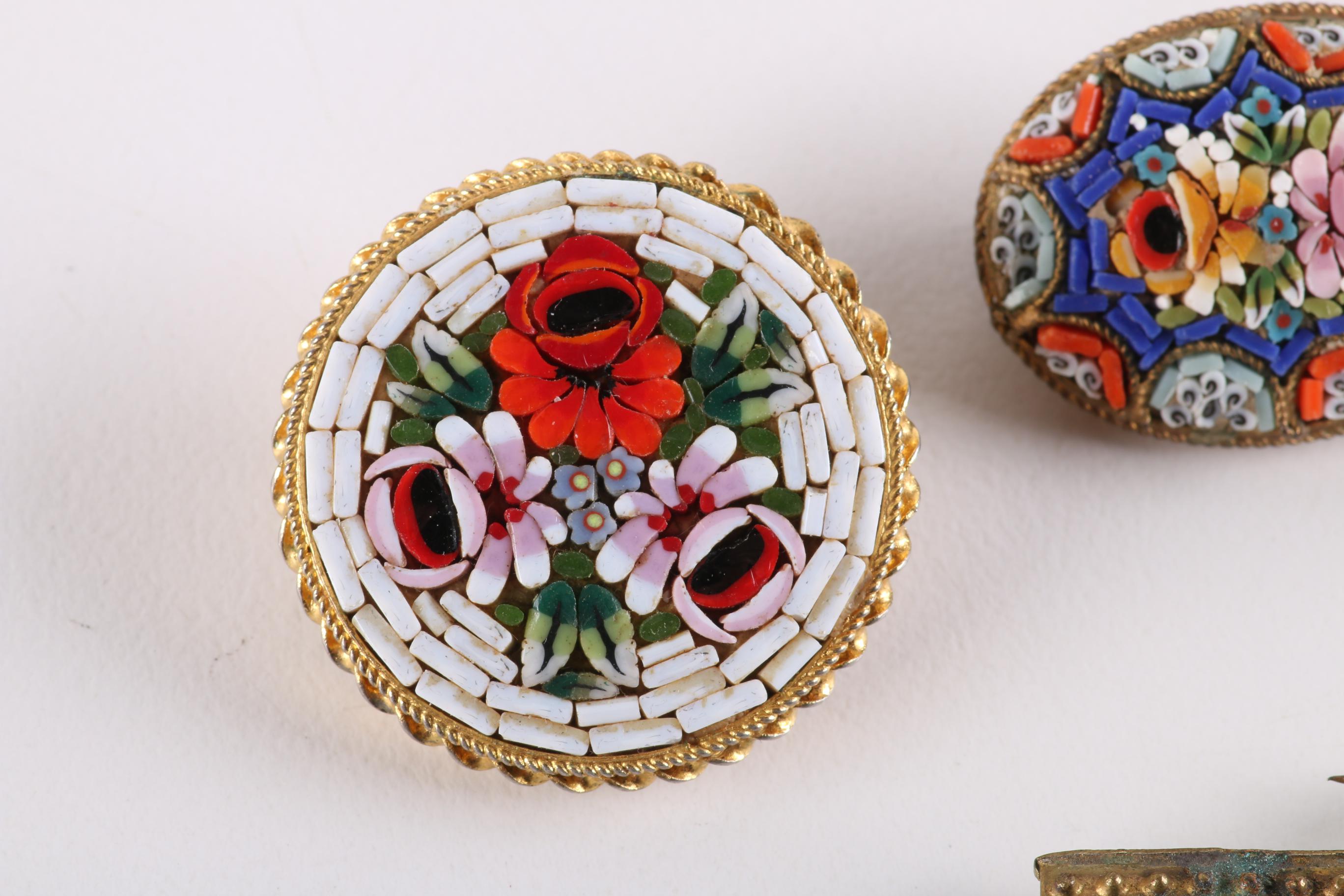Vintage Italian Micro Mosaic Brooches
