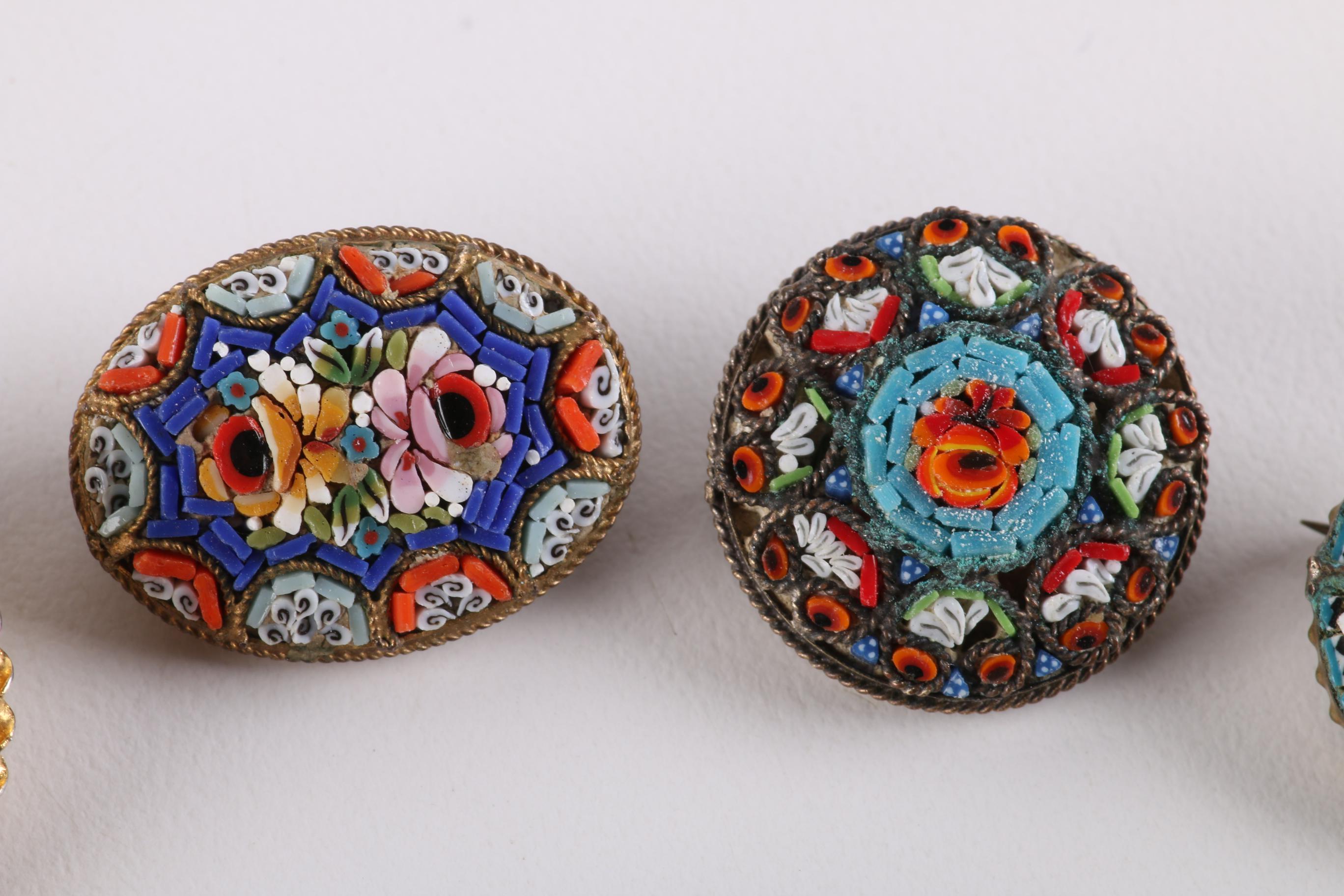 Vintage Italian Micro Mosaic Brooches