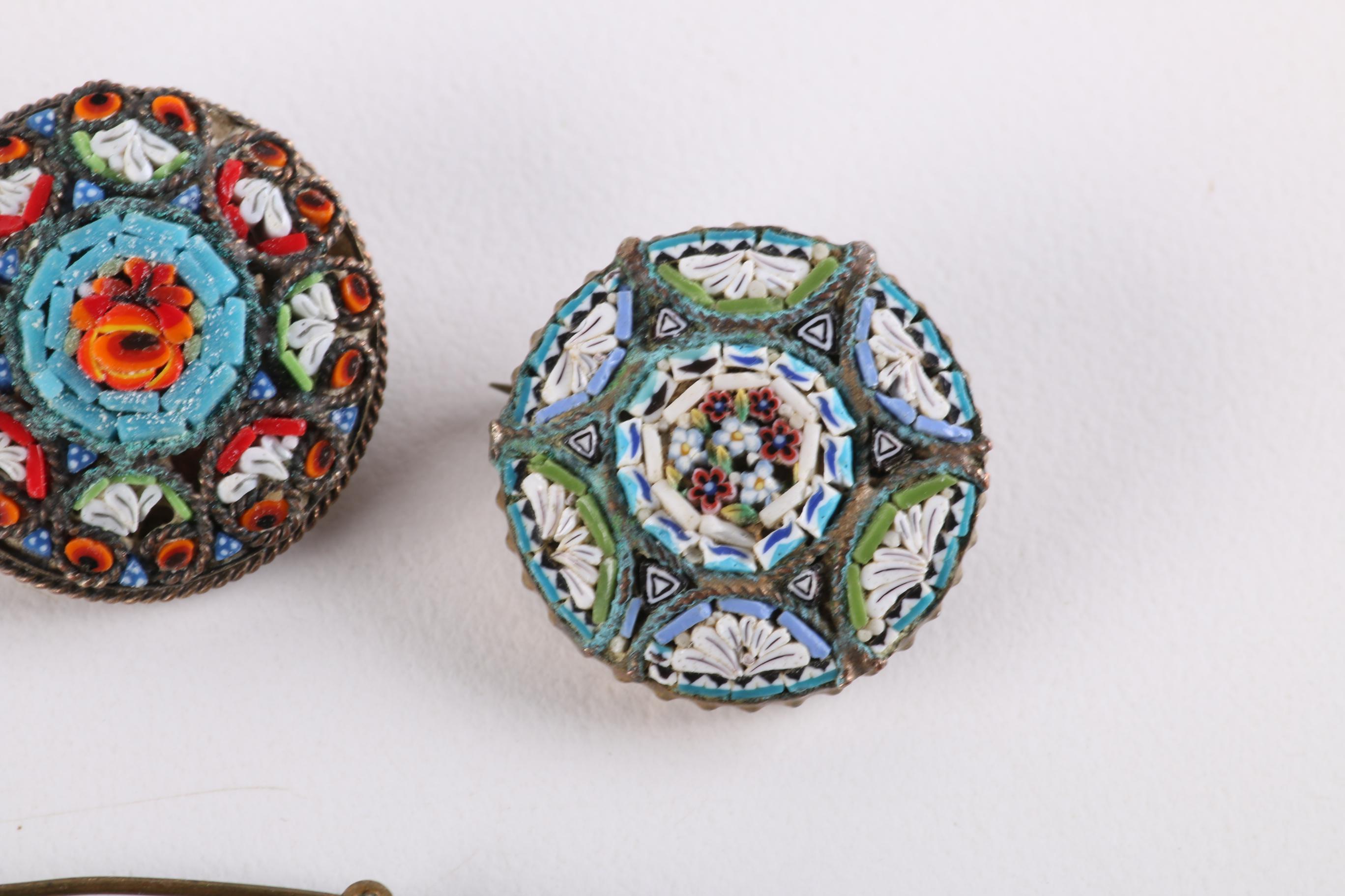 Vintage Italian Micro Mosaic Brooches