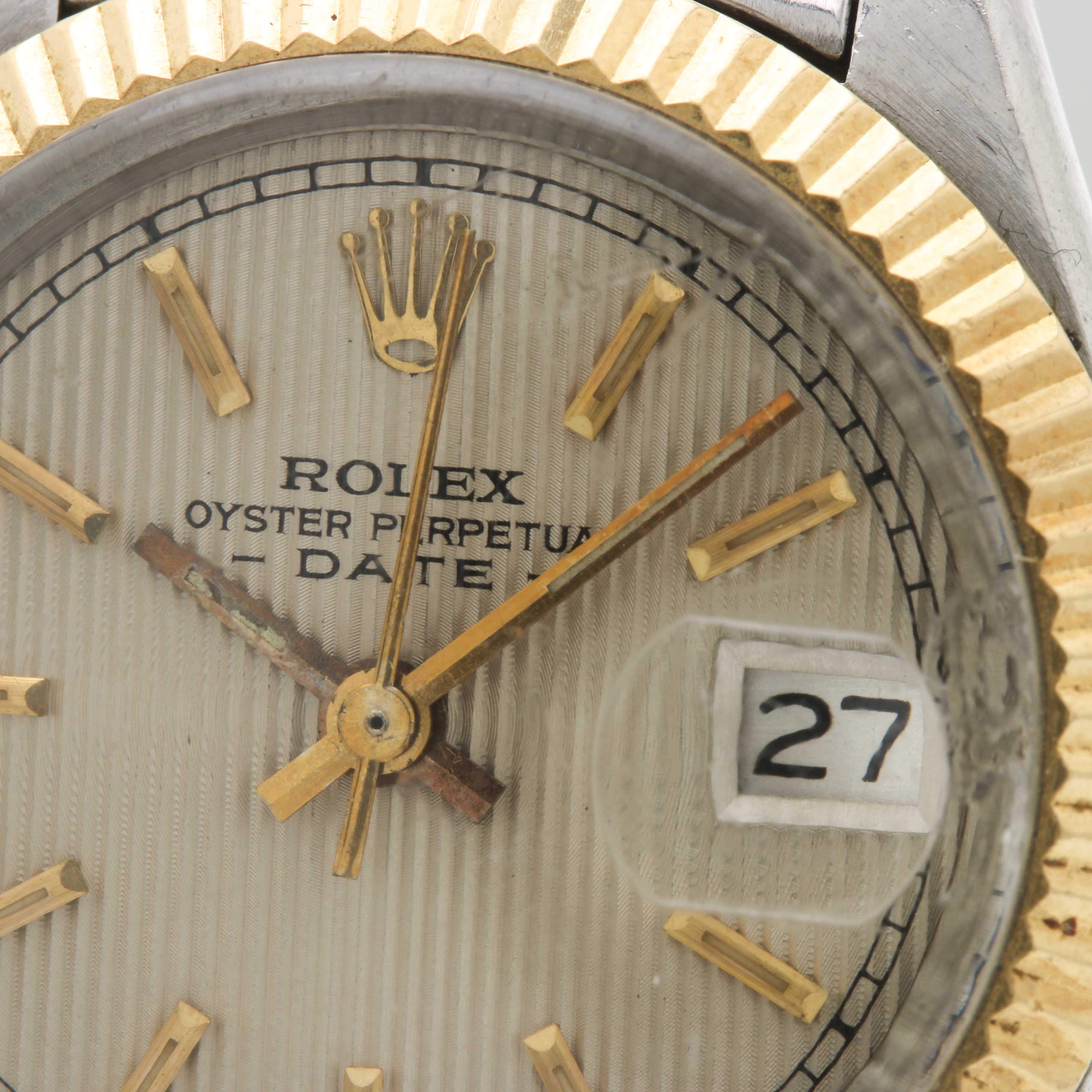 Vintage Rolex 14K Yellow Gold and Stainless Steel Oyster Perpetual Date Watch