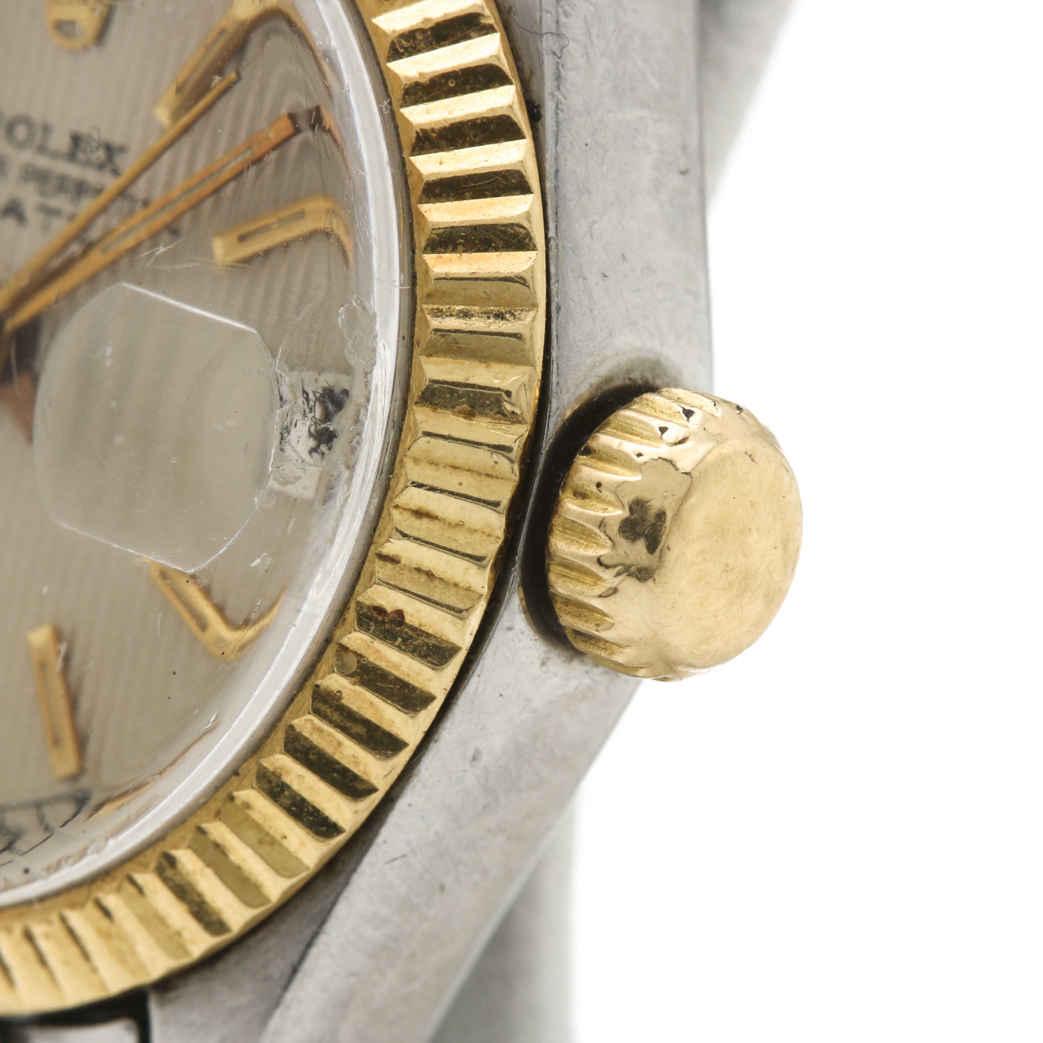 Vintage Rolex 14K Yellow Gold and Stainless Steel Oyster Perpetual Date Watch