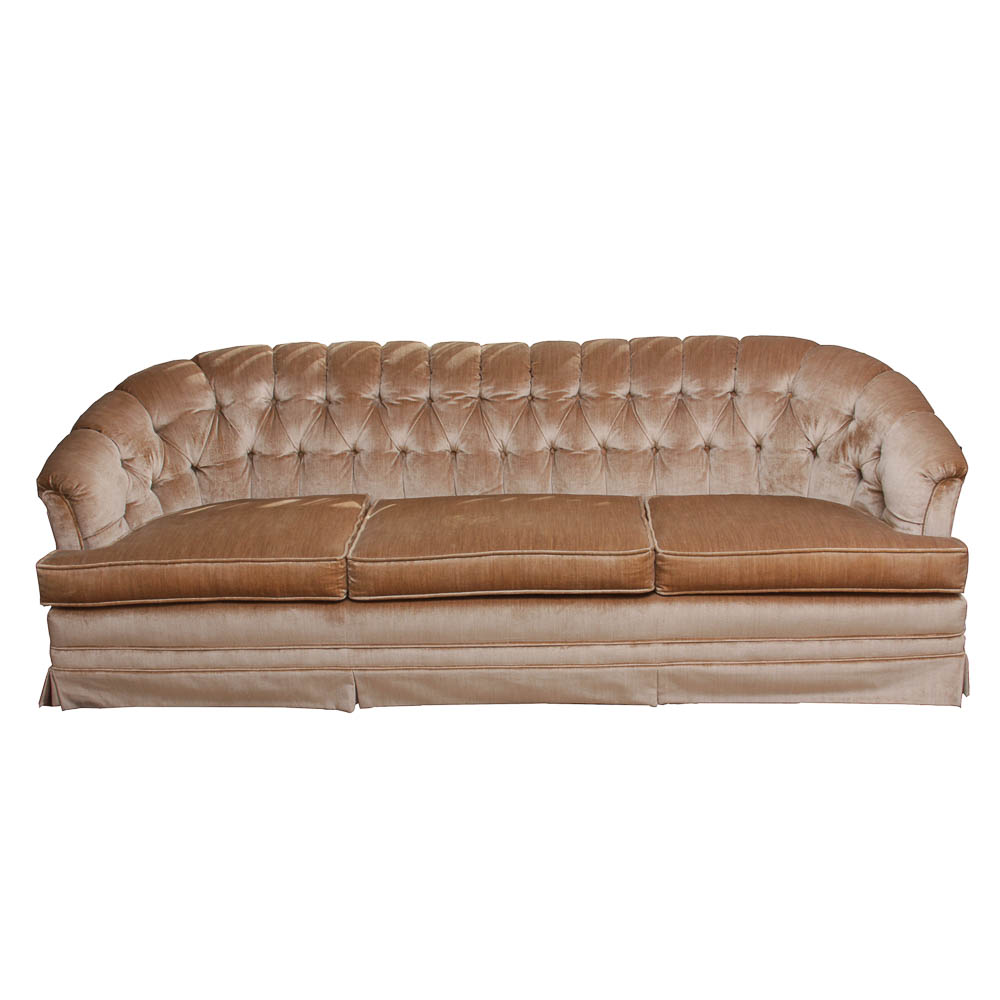 Vintage Button-Tufted Velvet Sofa