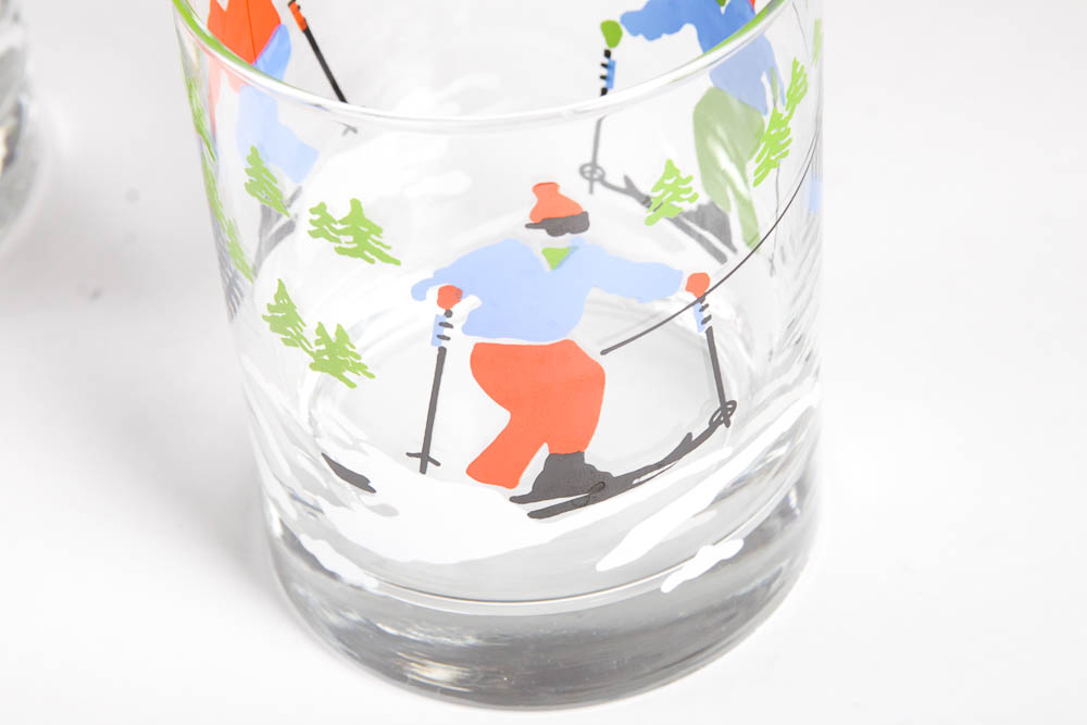Vintage Drinking Glasses with Painted Scenes