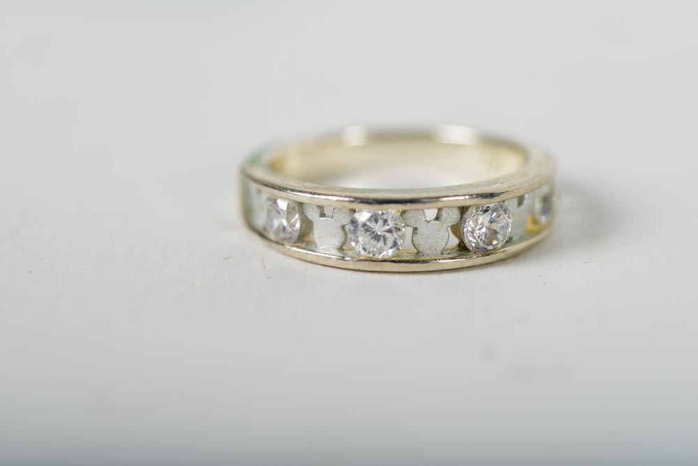 Sterling Silver And Rhinestone Mickey Mouse Ring