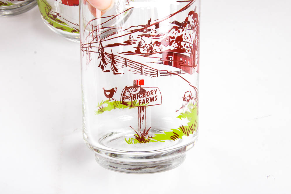 Vintage Drinking Glasses with Painted Scenes