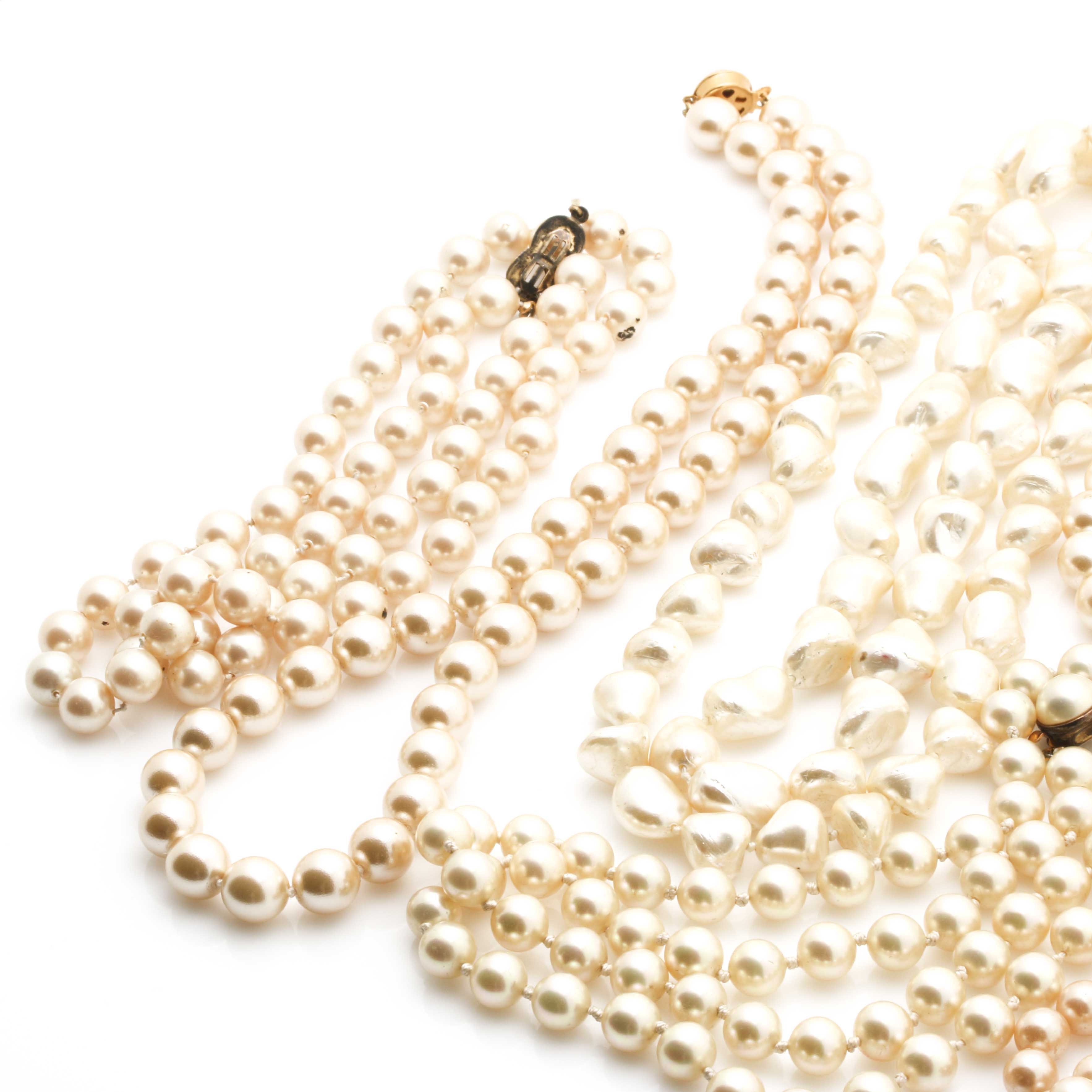 Faux Pearl Jewelry Featuring Christian Dior and Kenneth Lane, Including Sterling Silver Findings