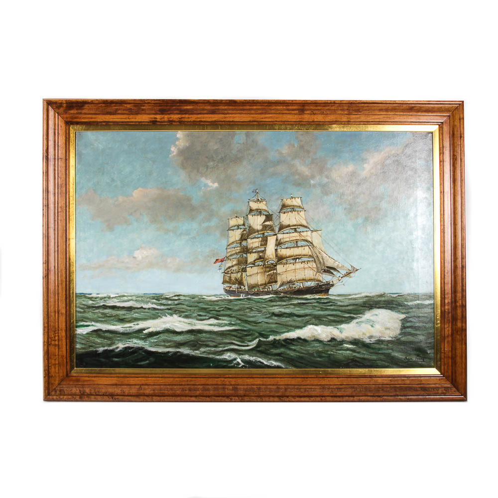 John Coleman Terry Oil Painting on Canvas "Cutty Sark"